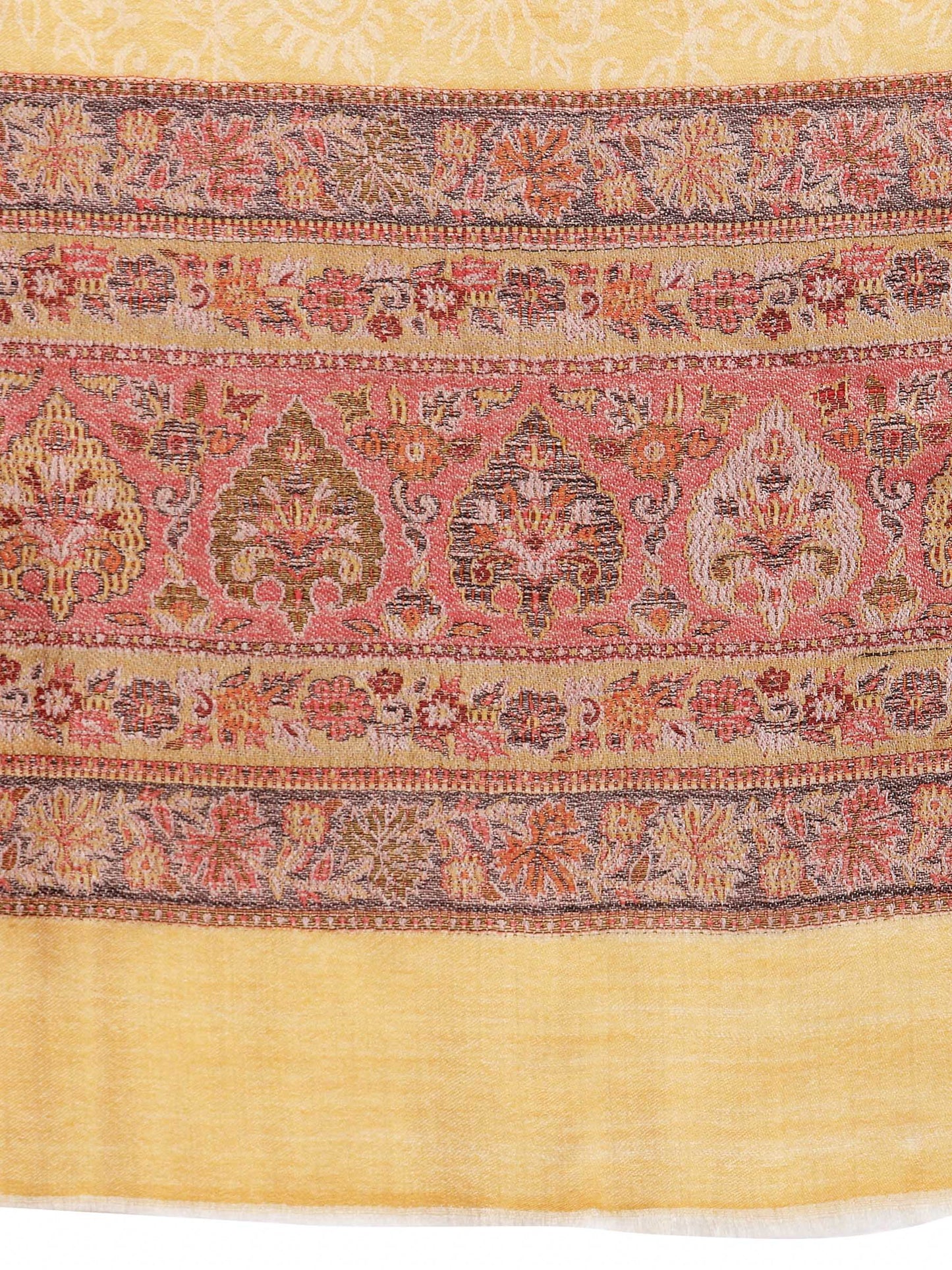 Pashtush India 70x200 Pashtush Womens Fine Wool Stole With Palla Weave, Soft, Warm and Light Weight