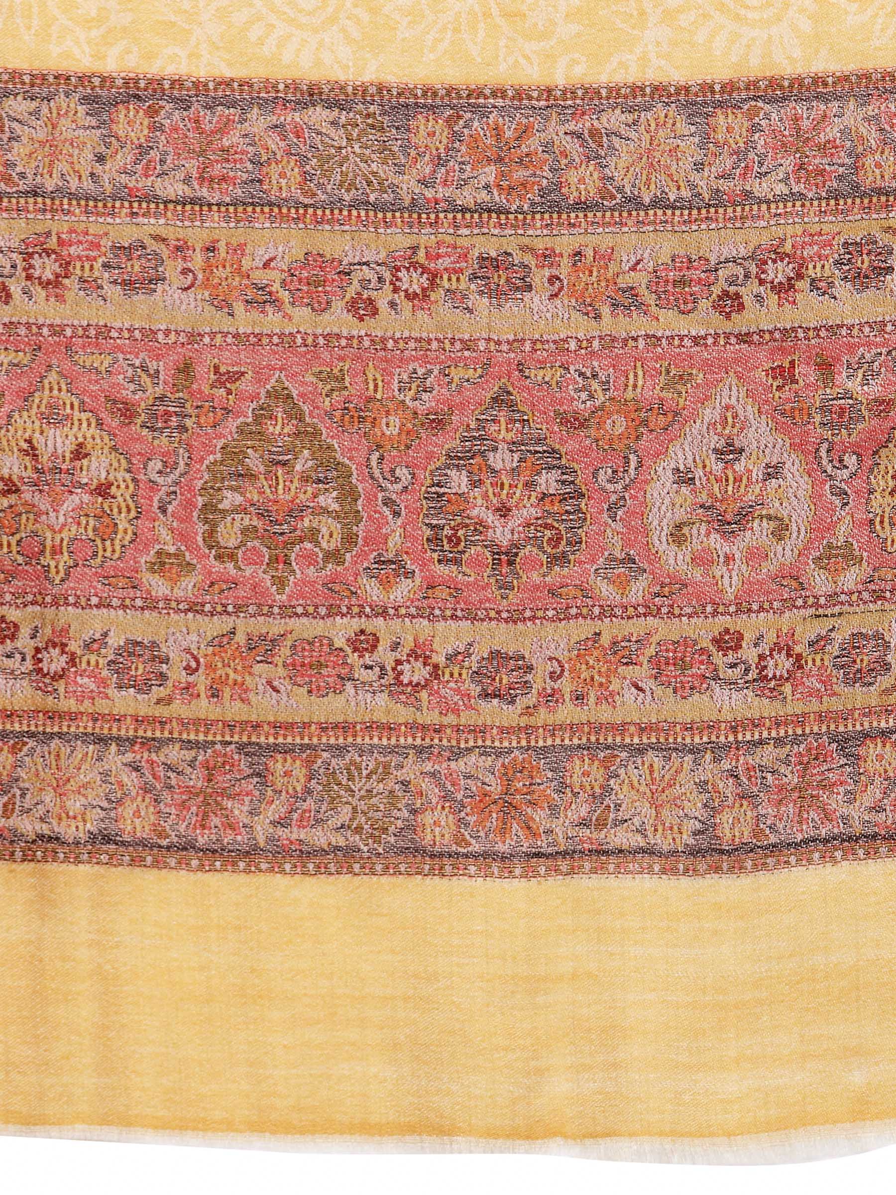 Pashtush India 70x200 Pashtush Womens Fine Wool Stole With Palla Weave, Soft, Warm and Light Weight