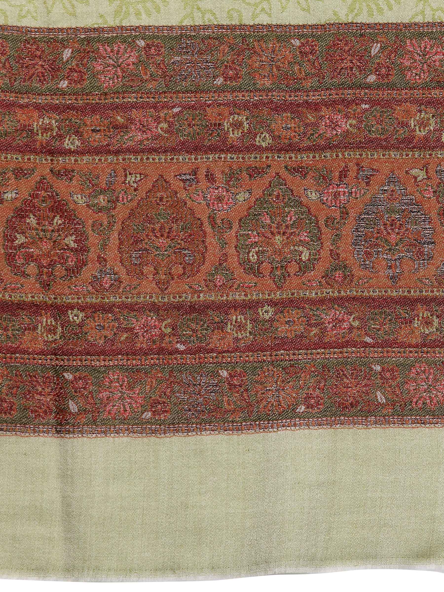 Pashtush India 70x200 Pashtush Womens Fine Wool Stole With Palla Weave, Soft, Warm and Light Weight