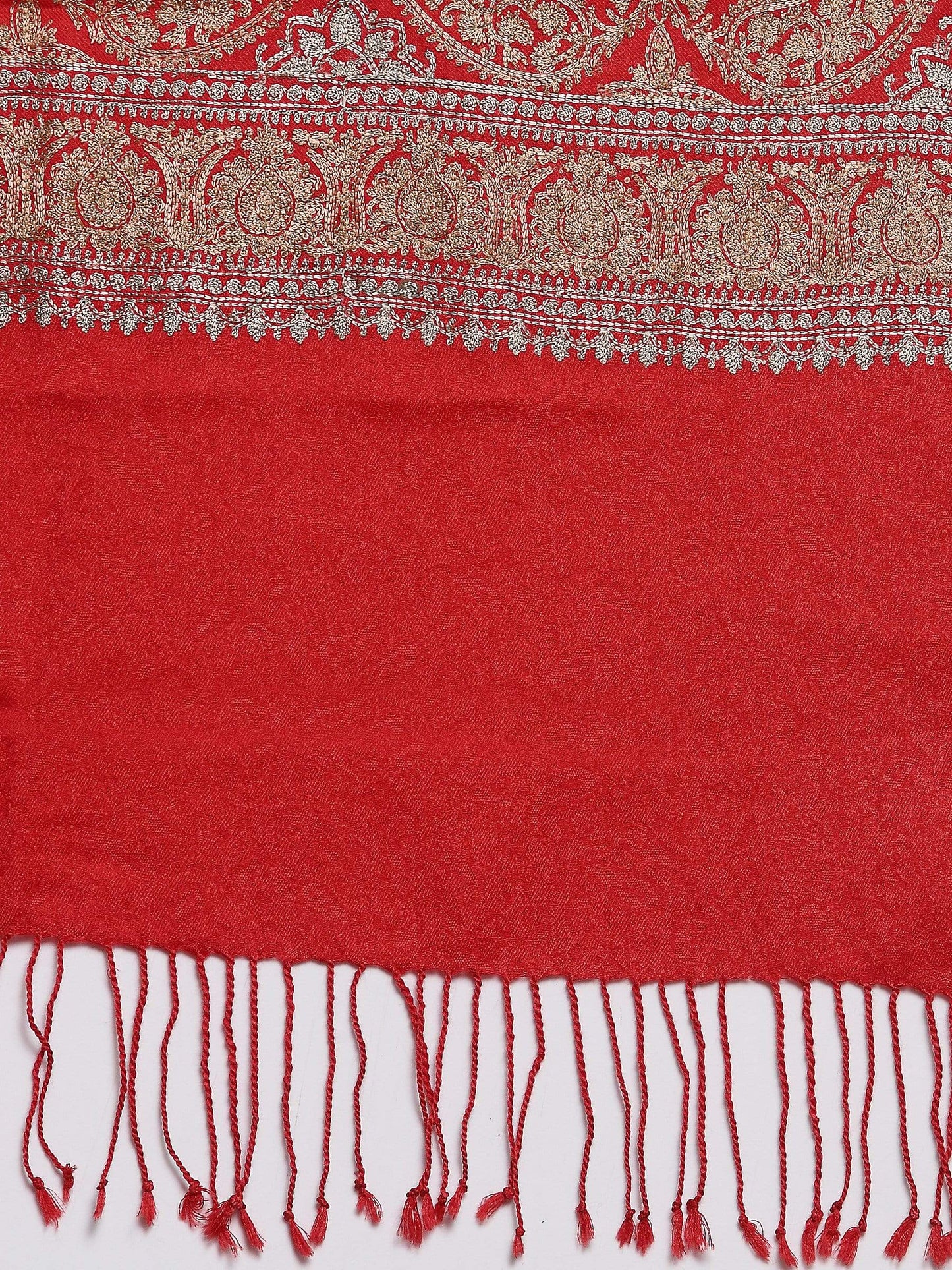Pashtush India 70x200 Pashtush Womens Fine Woollen, Silky Thread Nalki Embroidery Stole