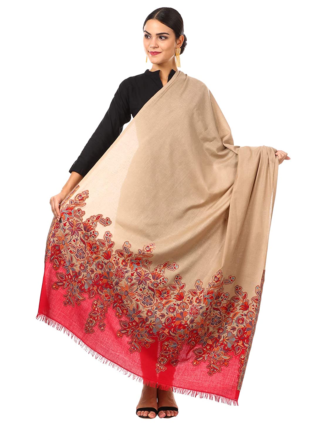 Pashtush Shawl Store Shawl Pashtush womens Floral Jacquard Shawl, Faux Pashmina floral