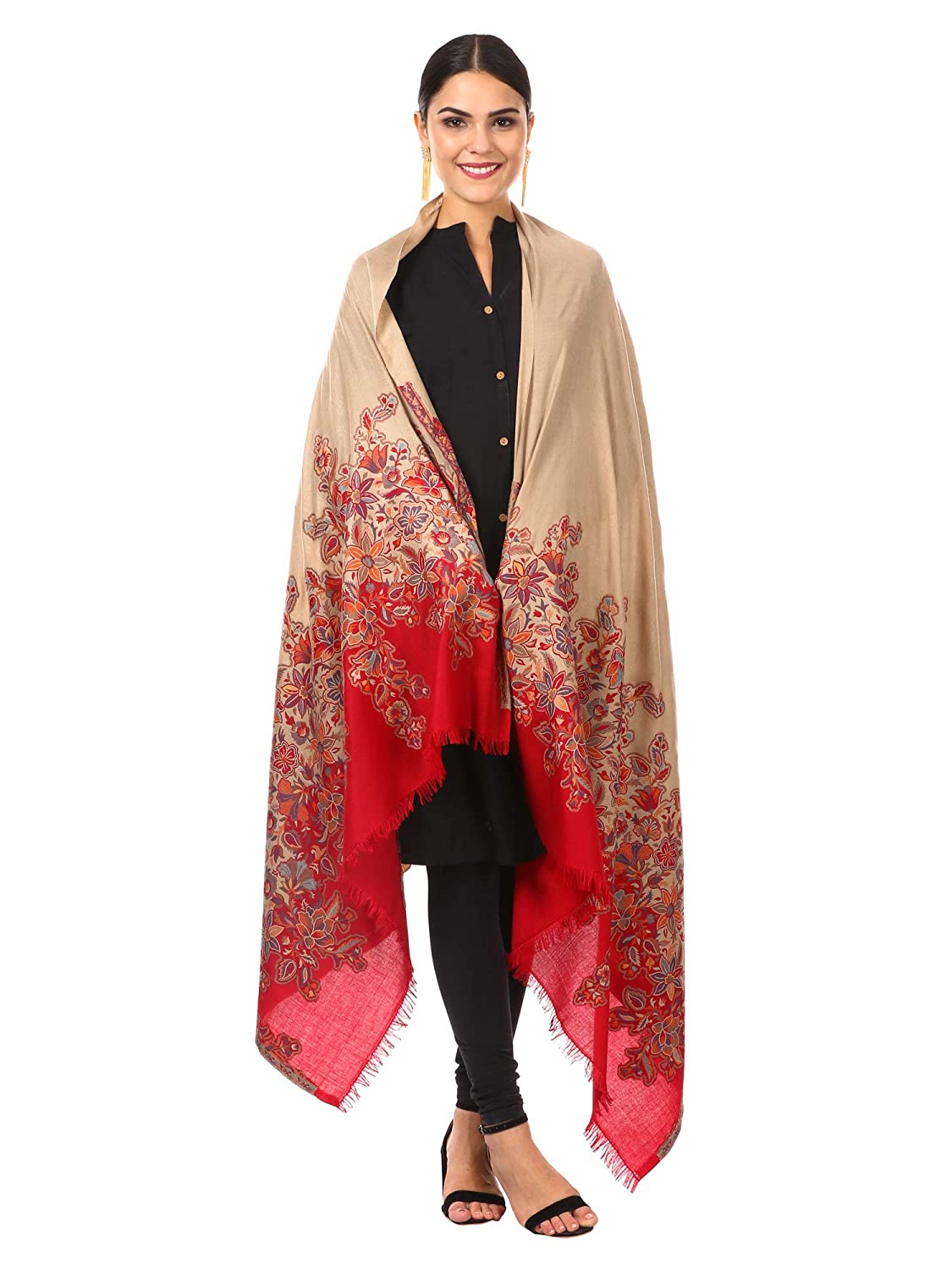 Pashtush Shawl Store Shawl Pashtush womens Floral Jacquard Shawl, Faux Pashmina floral