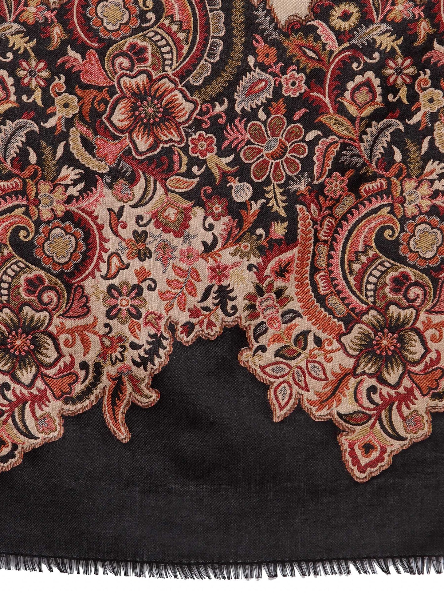 Pashtush India 100x200 Pashtush Womens Floral Jacquard Twin Coloured Shawl