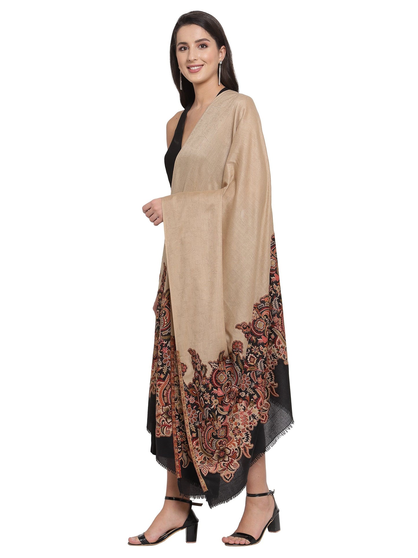 Pashtush India 100x200 Pashtush Womens Floral Jacquard Twin Coloured Shawl