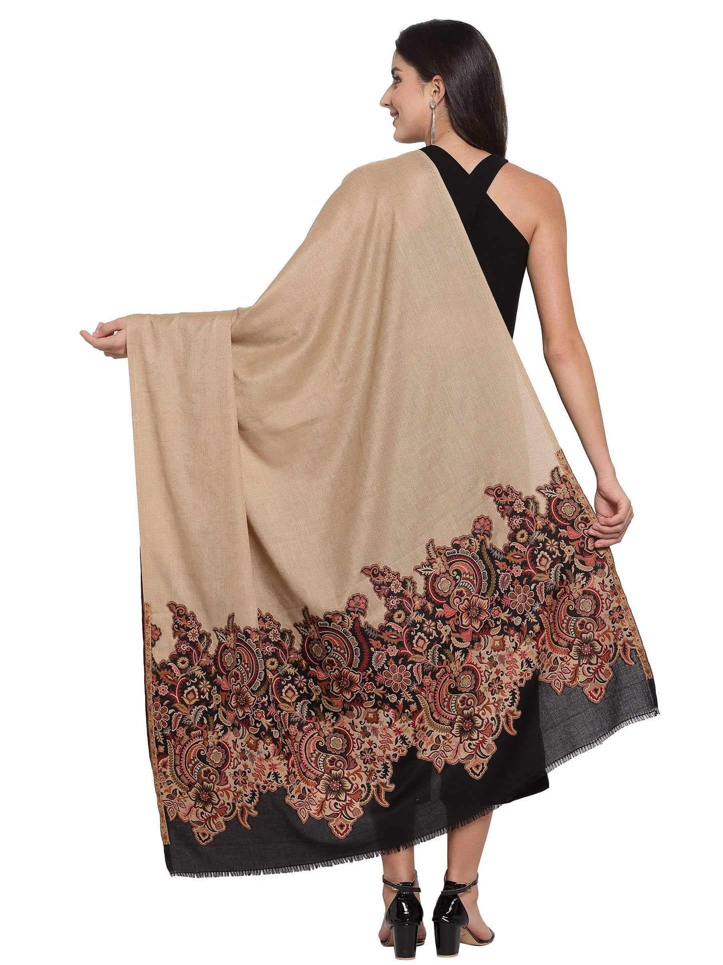 Pashtush India 100x200 Pashtush Womens Floral Jacquard Twin Coloured Shawl