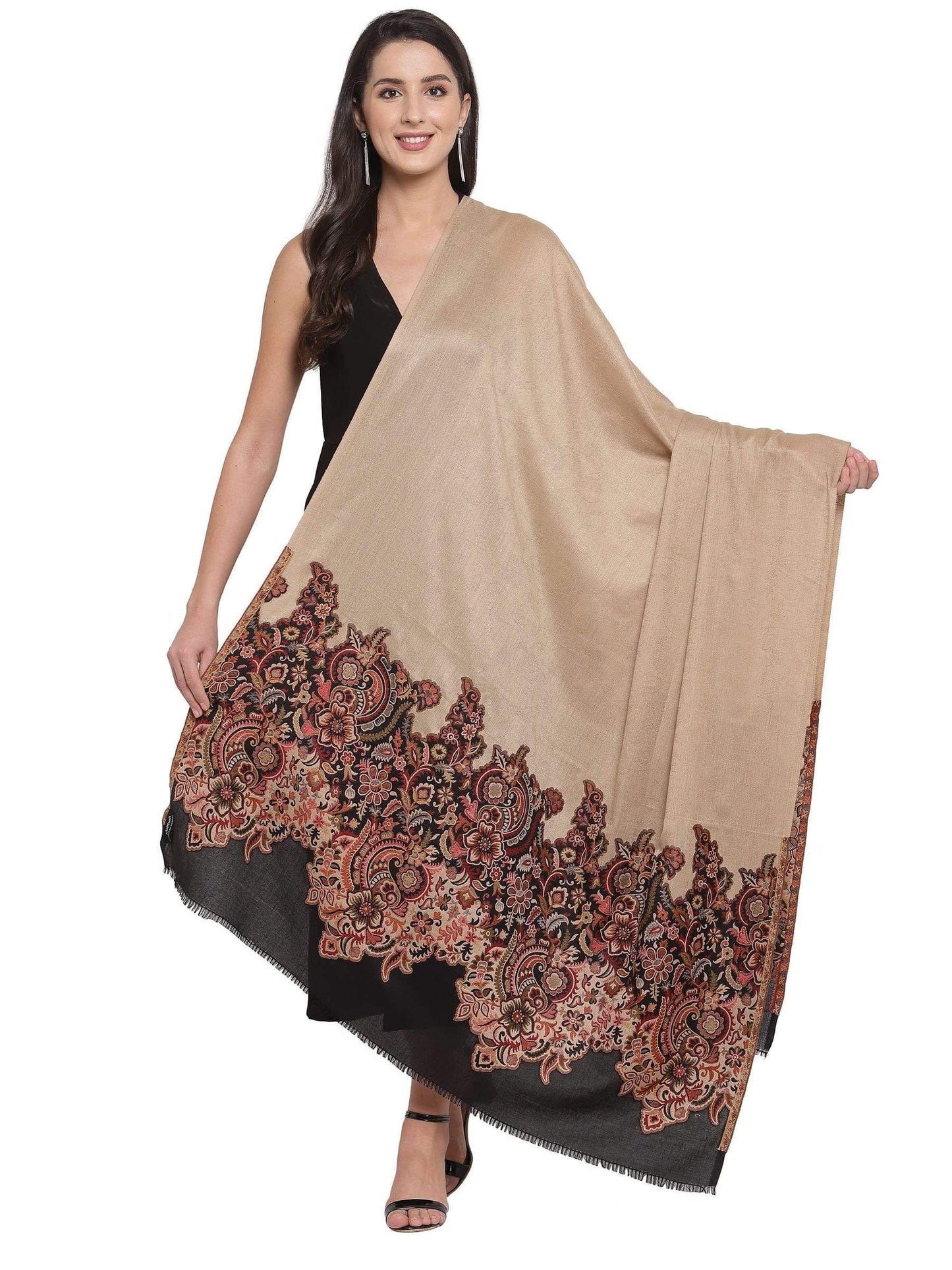 Pashtush India 100x200 Pashtush Womens Floral Jacquard Twin Coloured Shawl