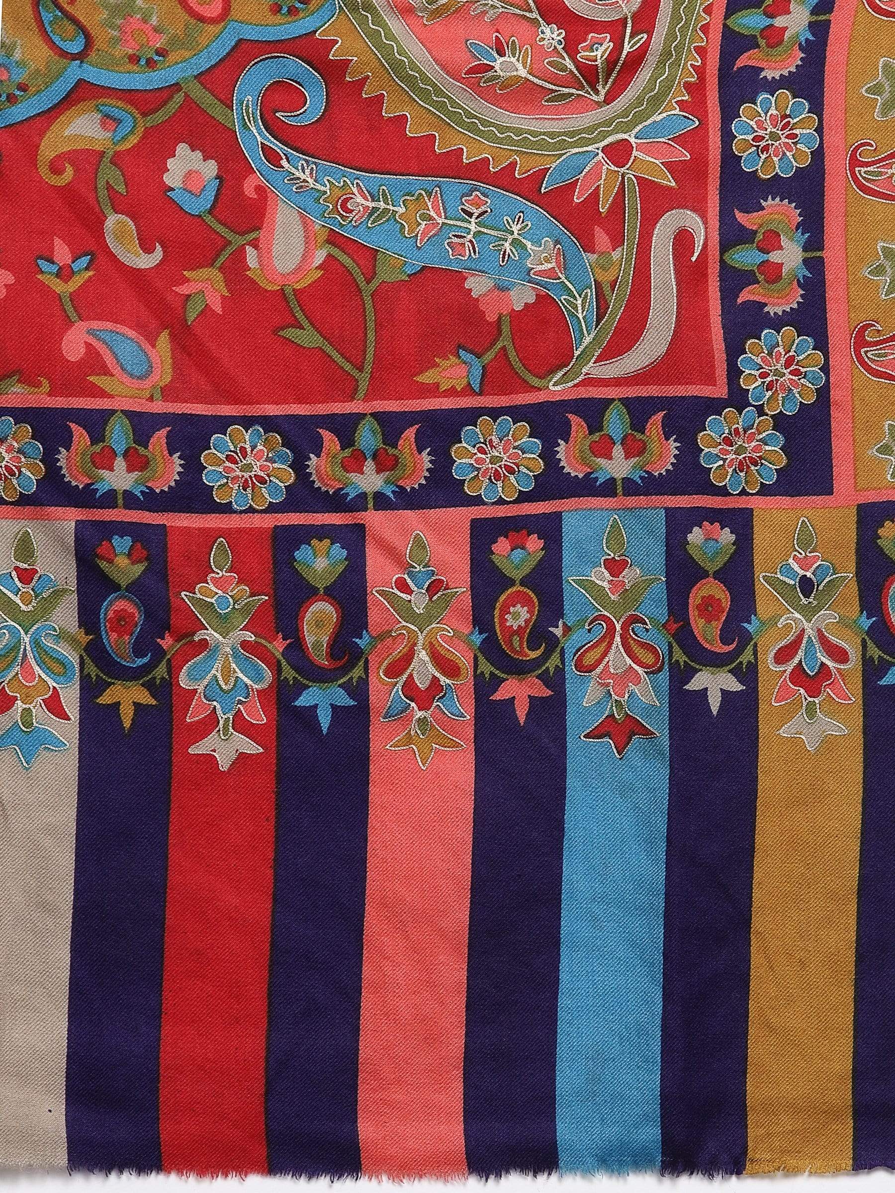 Pashtush India 114x228 Pashtush Womens Hand Embroidered Kalamkari Shawl, Fine Wool
