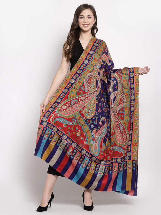 Pashtush India 114x228 Pashtush Womens Hand Embroidered Kalamkari Shawl, Fine Wool