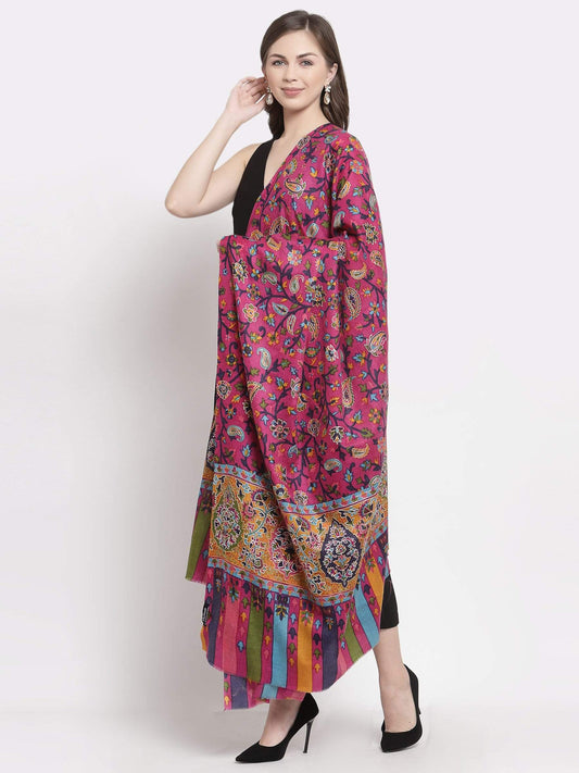 Pashtush India 114x228 Pashtush Womens Hand Embroidered Kalamkari Shawl, Fine Wool