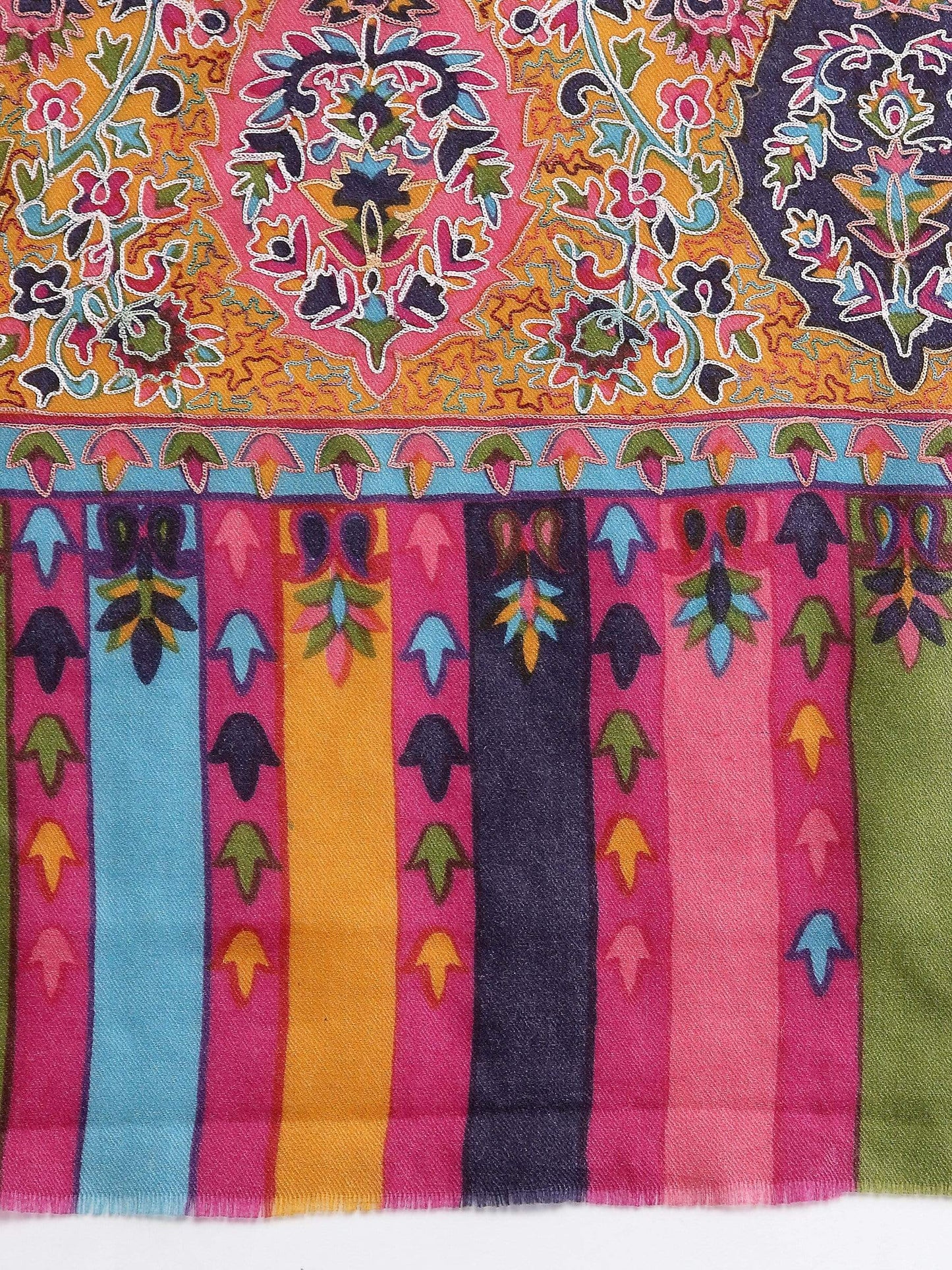 Pashtush India 114x228 Pashtush Womens Hand Embroidered Kalamkari Shawl, Fine Wool