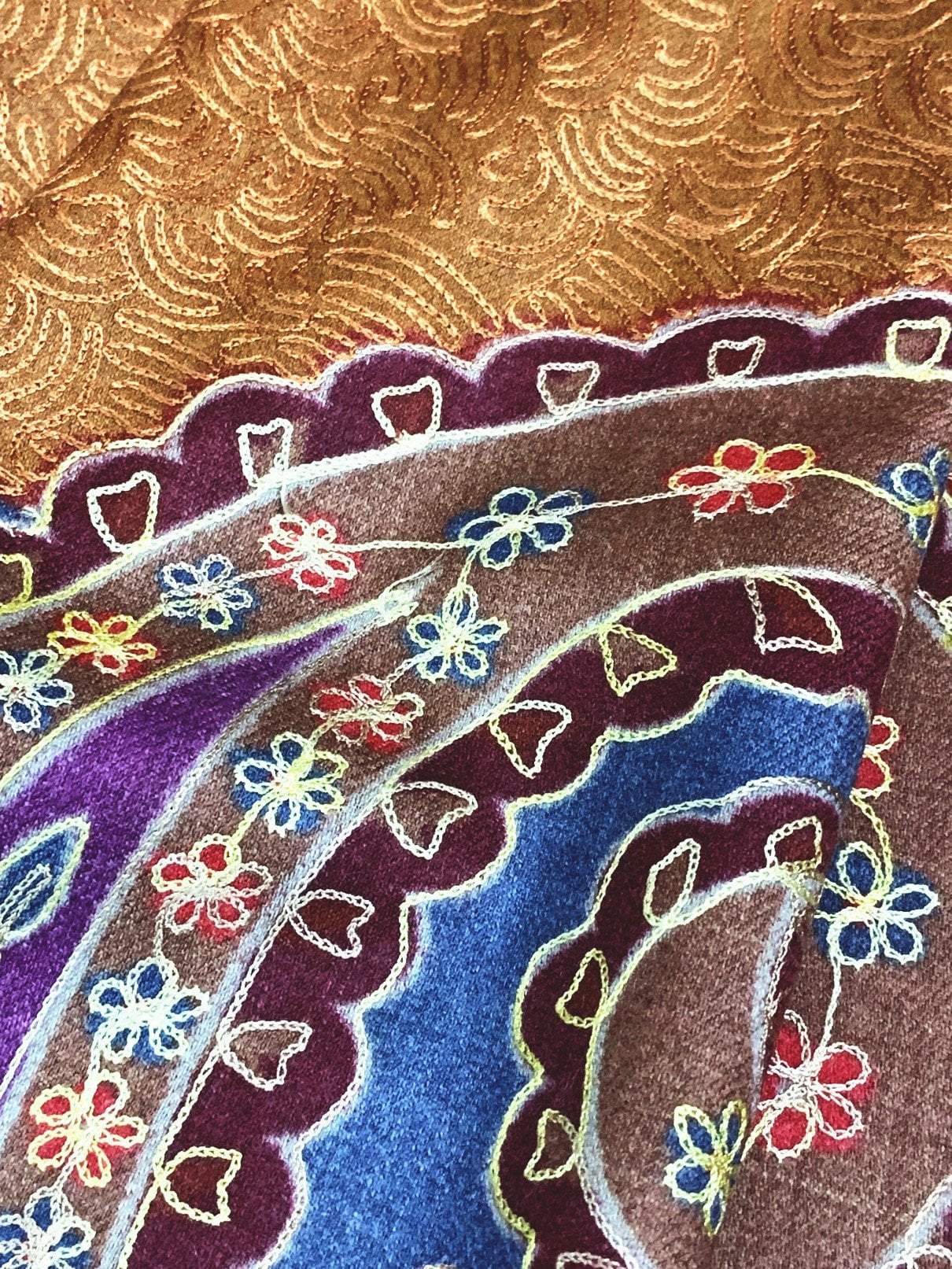 Pashtush India Stole Pashtush Womens Hand Embroidered Kalamkari Stole, Hand Painted Scarf Stole, 100% Pure Wool.