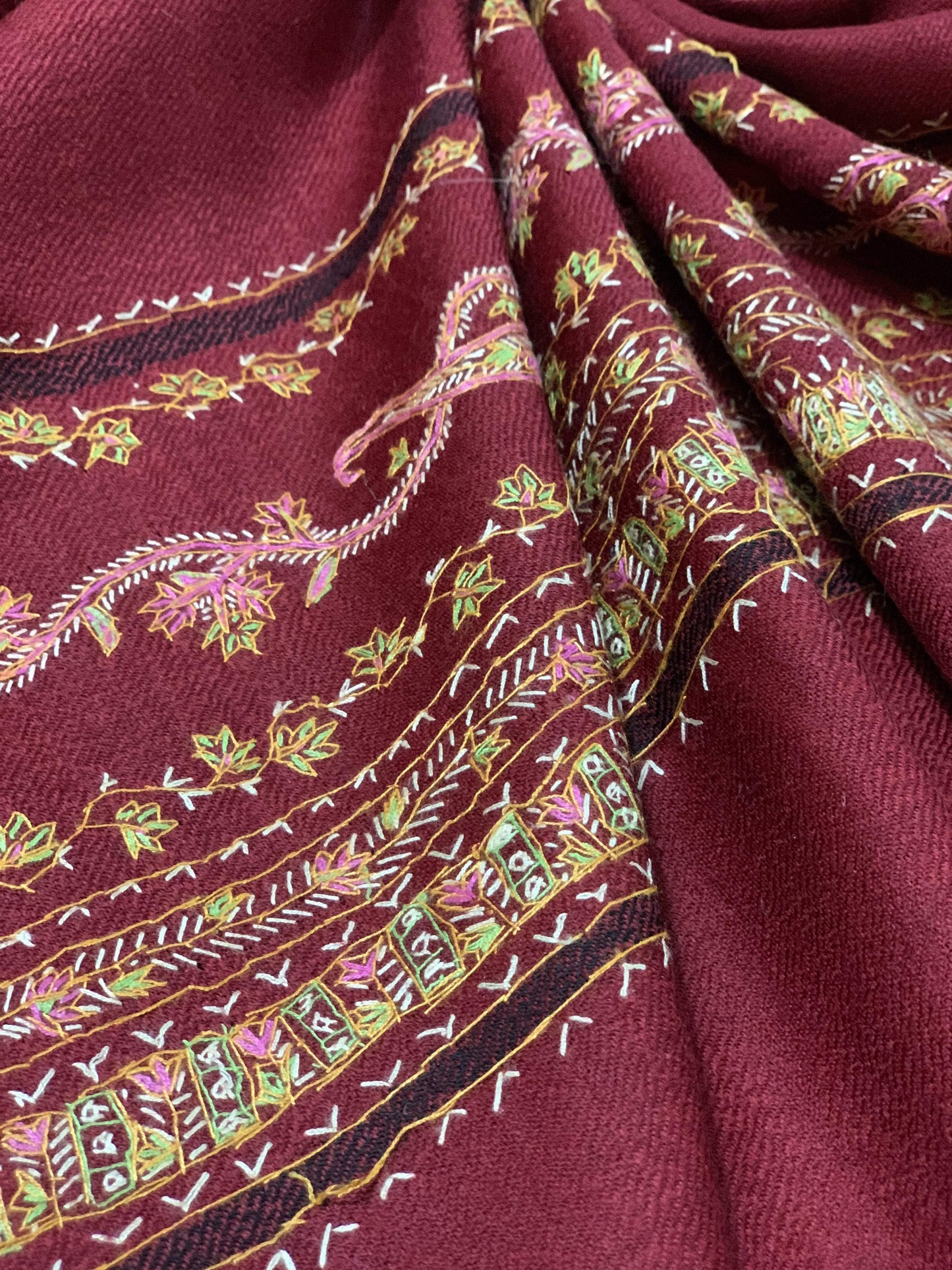 Pashtush India Shawl Pashtush Womens Hand Embroidered Needlework Shawl ( Pure Wool )