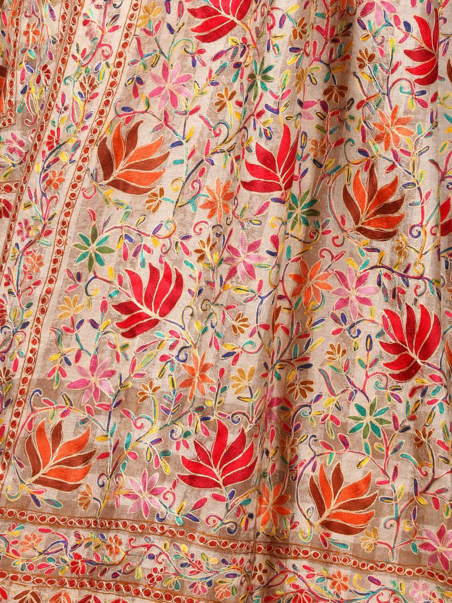 Pashtush Shawl Store Stole Pashtush Womens Hand Embroidery Nalki Stole, Multicoloured