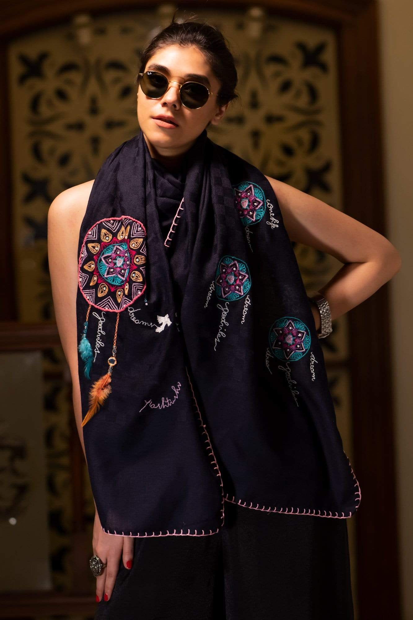 Pashtush Store Stole Pashtush Womens Handmade Dream Catcher Aesthetic Scarf ( Alchemy Collection )