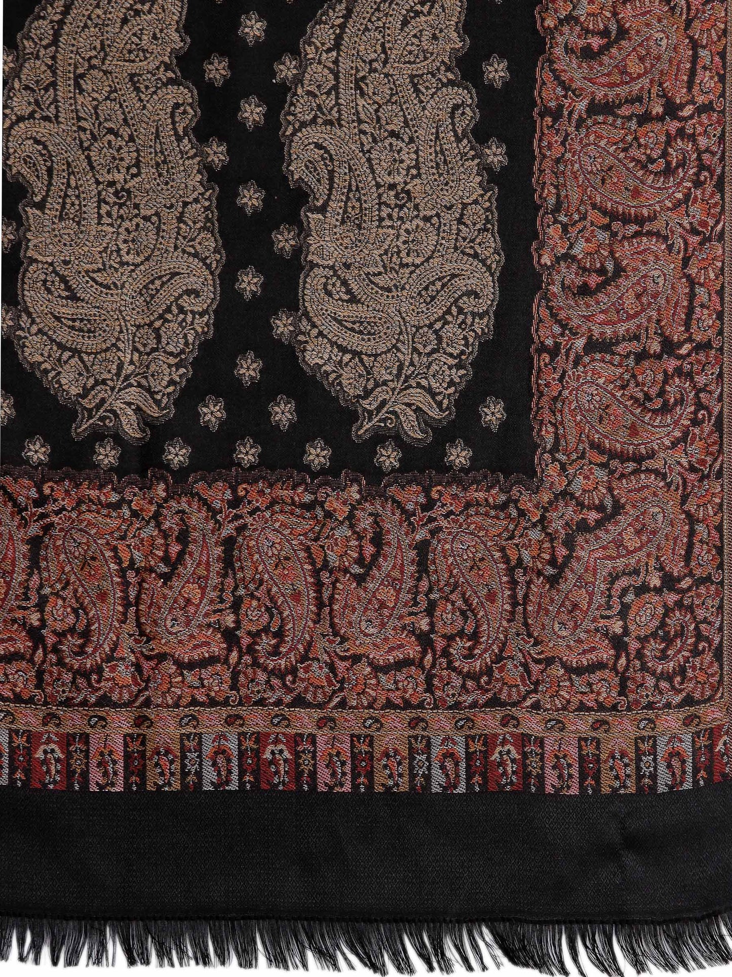 Pashtush India 100x200 Pashtush Womens Jamawar Shawl, Soft Faux Pashmina Black