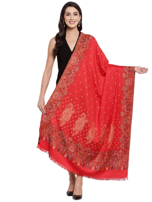 Pashtush India 100x200 Pashtush womens Jamawar Shawl, Soft Faux Pashmina Red