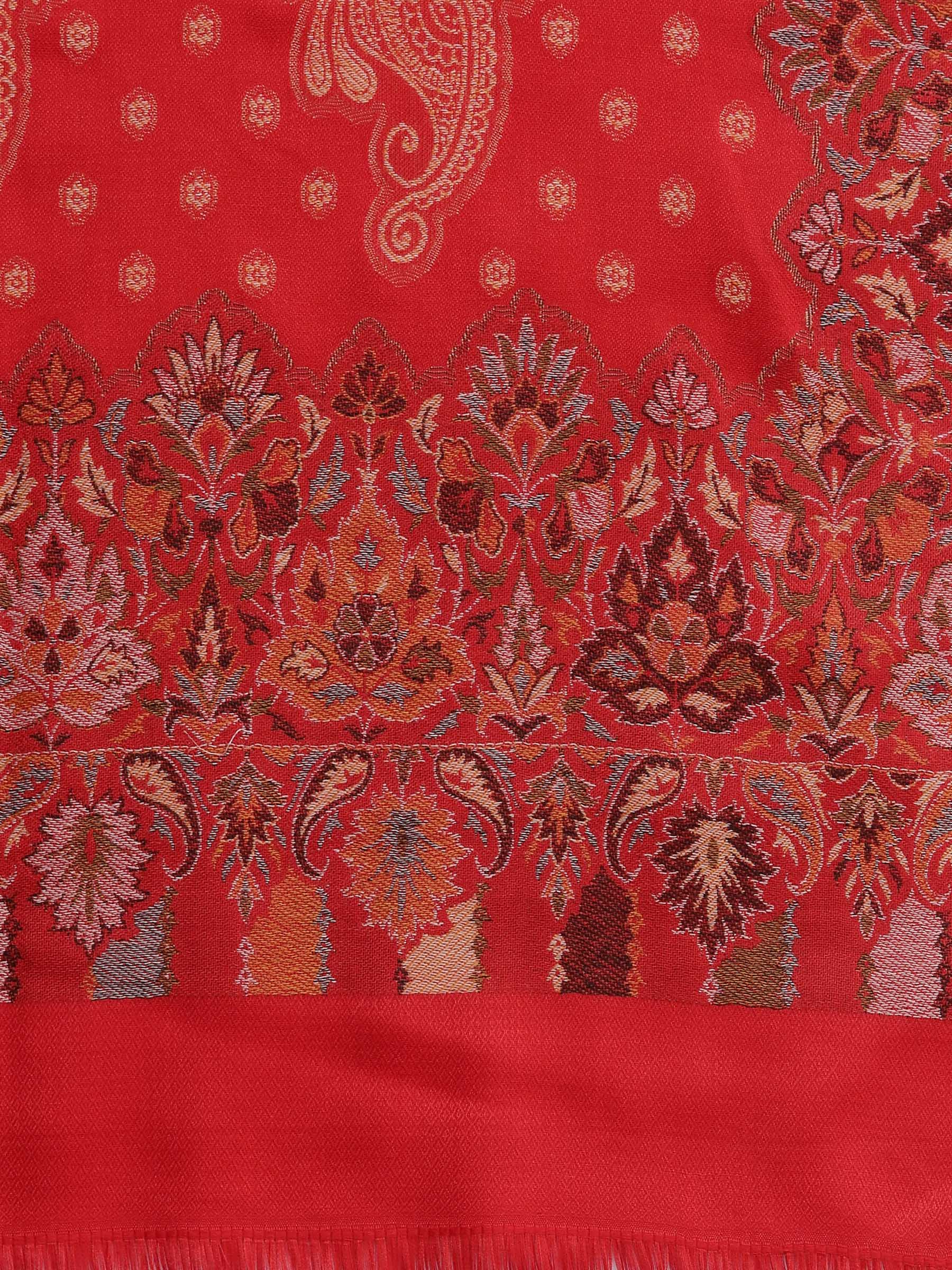 Pashtush India 100x200 Pashtush womens Jamawar Shawl, Soft Faux Pashmina Red