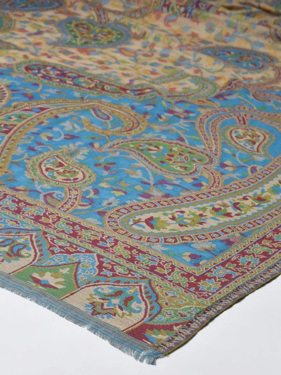 Pashtush India 100x200 PASHTUSH WOMENS KAANI SHAWL, FAUX PASHMINA, SOFT AND WARM, BARABIC BLUE