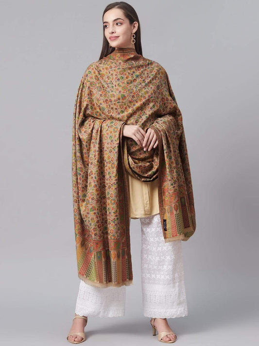 Pashtush India 100x200 PASHTUSH WOMENS KAANI SHAWL, FAUX PASHMINA, SOFT AND WARM, BEIGE