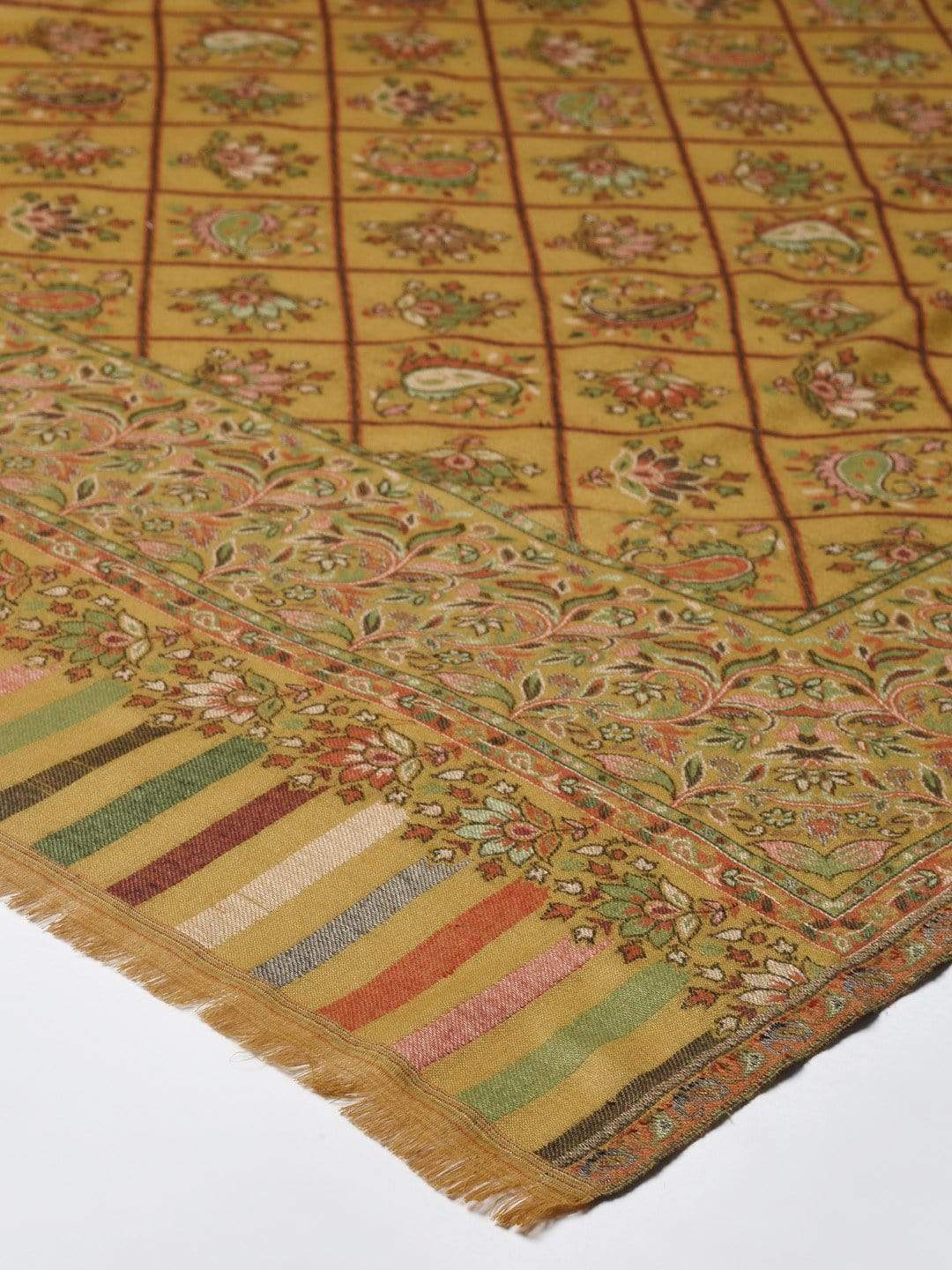 Pashtush India 100x200 PASHTUSH WOMENS KAANI SHAWL, FAUX PASHMINA, SOFT AND WARM, KASHMIRI MUSTARD