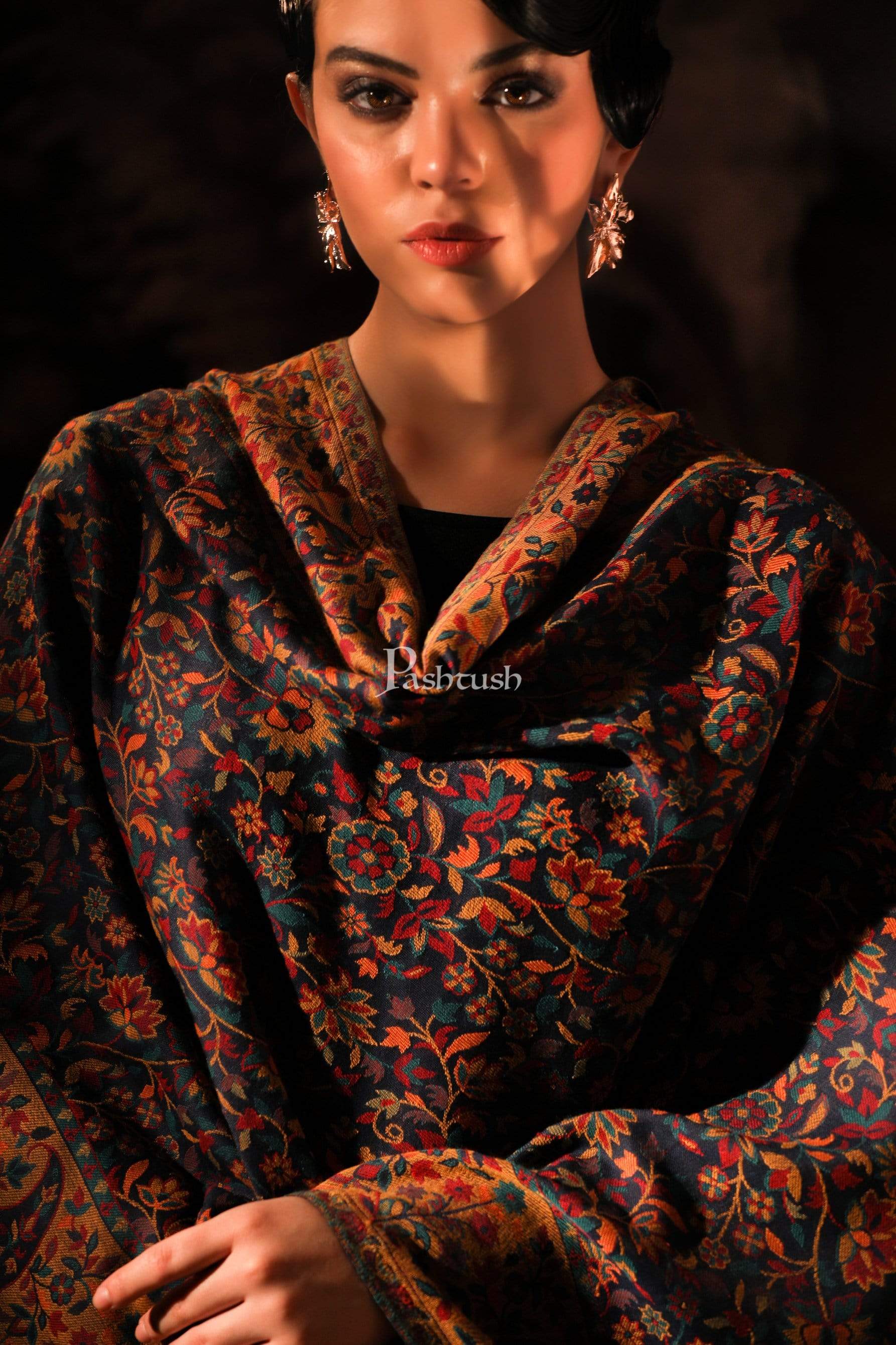 Pashtush Shawl Store Shawl Womens Kaani Shawl, Faux Pashmina, Soft and Warm, Black