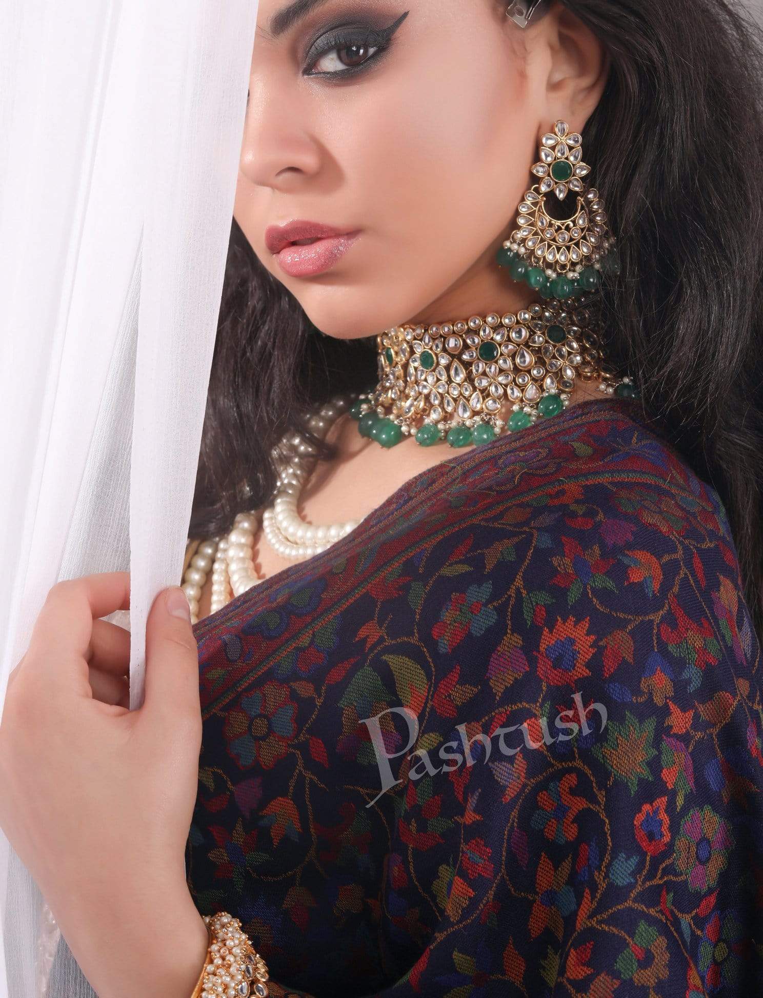 Pashtush India 100x200 Pashtush Womens Kaani Shawl, Faux Pashmina, Soft and Warm, Multi coloured