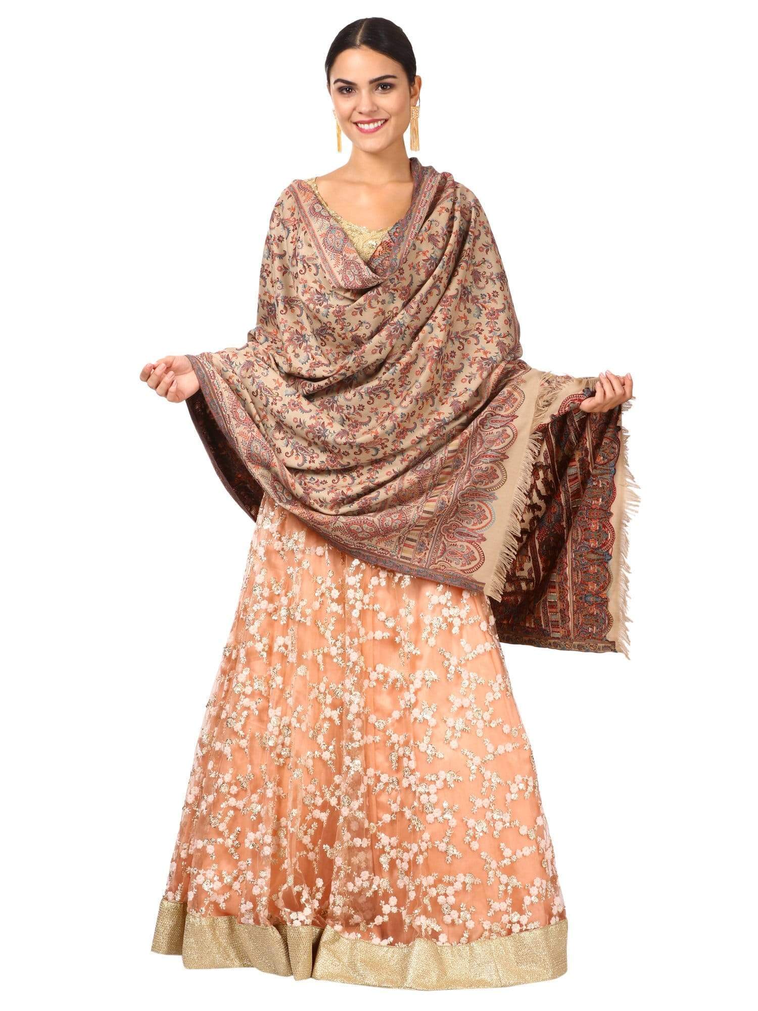 Pashtush India 100x200 Pashtush womens Kaani Shawl, Faux Pashmina, Soft and Warm (taupe)