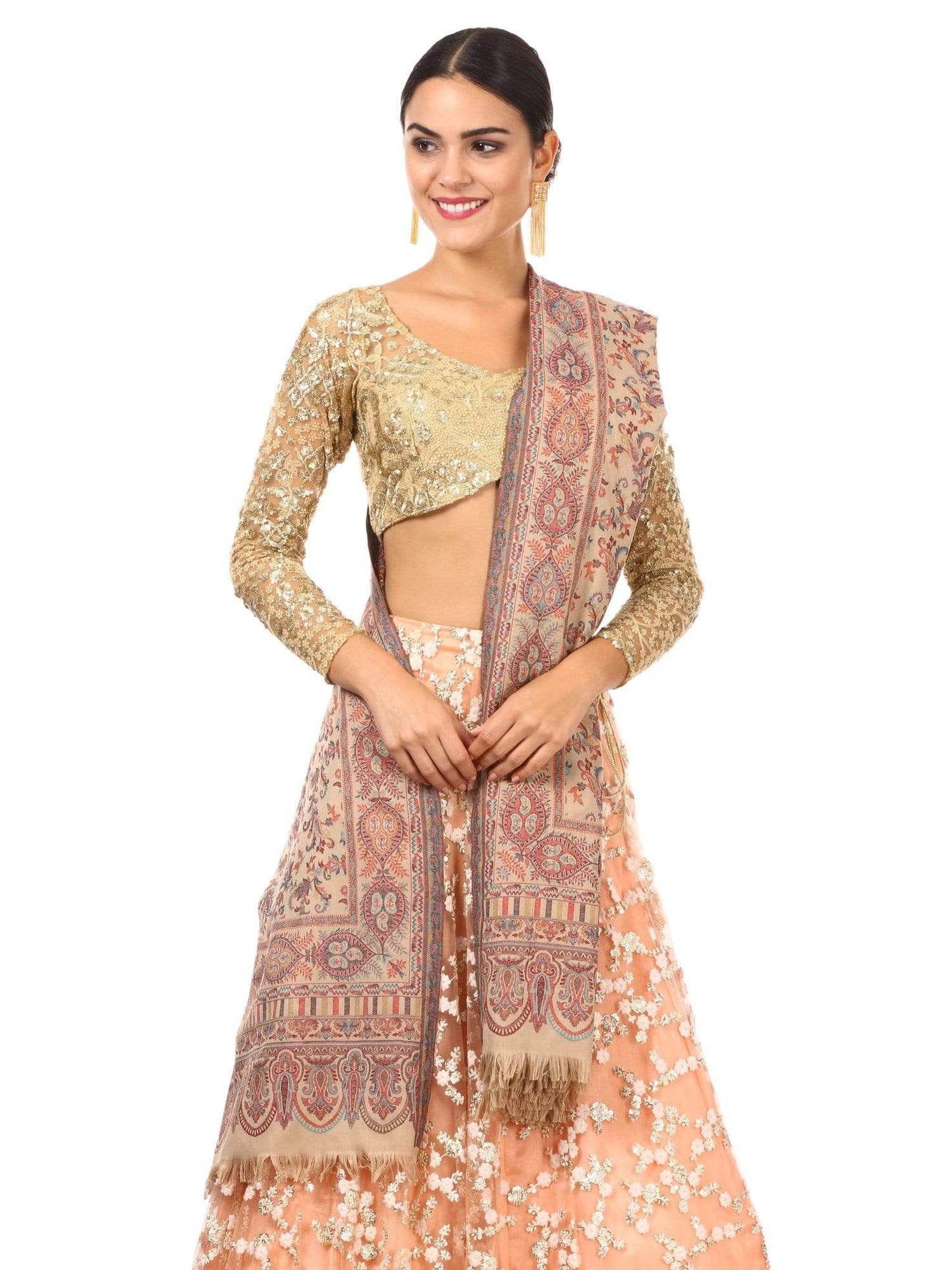 Pashtush India 100x200 Pashtush womens Kaani Shawl, Faux Pashmina, Soft and Warm (taupe)