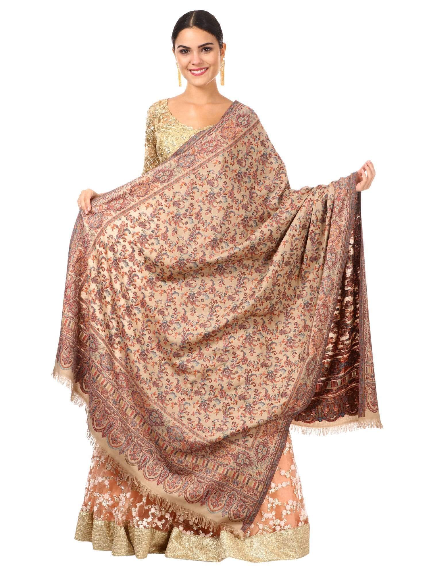 Pashtush India 100x200 Pashtush womens Kaani Shawl, Faux Pashmina, Soft and Warm (taupe)