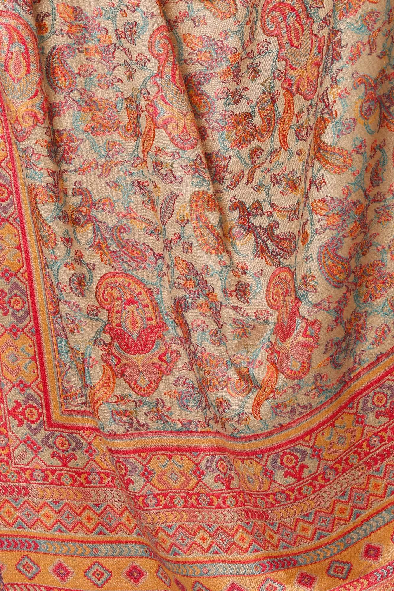 Pashtush India 100x200 Pashtush Womens Kaani Shawl, Faux Pashmina, Woven Jacquard Design with Woven Kashmiri Paisleys, Soft and Warm Faux Pashmina
