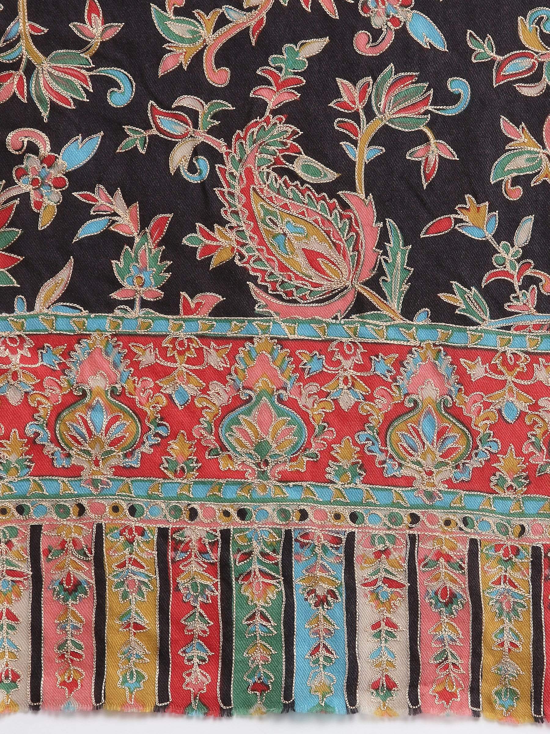 Pashtush India 70x200 Pashtush Womens Kalamkari Fine Wool Hand Printed Stole Scarf