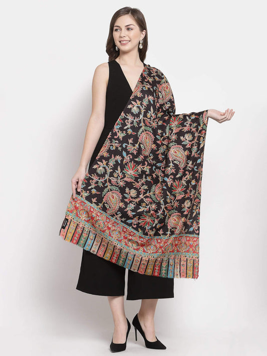 Pashtush India 70x200 Pashtush Womens Kalamkari Fine Wool Hand Printed Stole Scarf