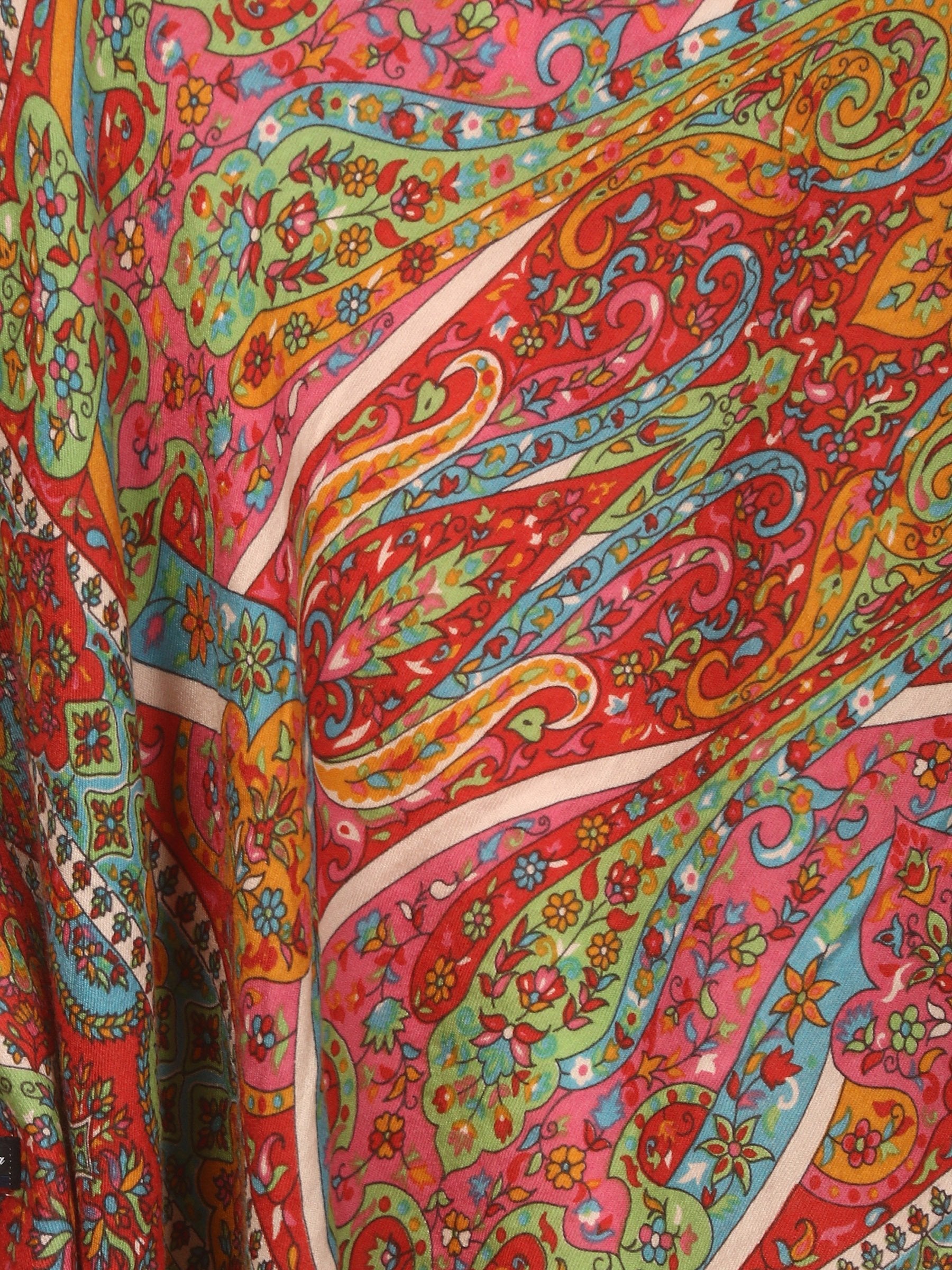 Pashtush India Shawl Pashtush Womens Kalamkari Fine Wool Hand Printed Stole Scarf
