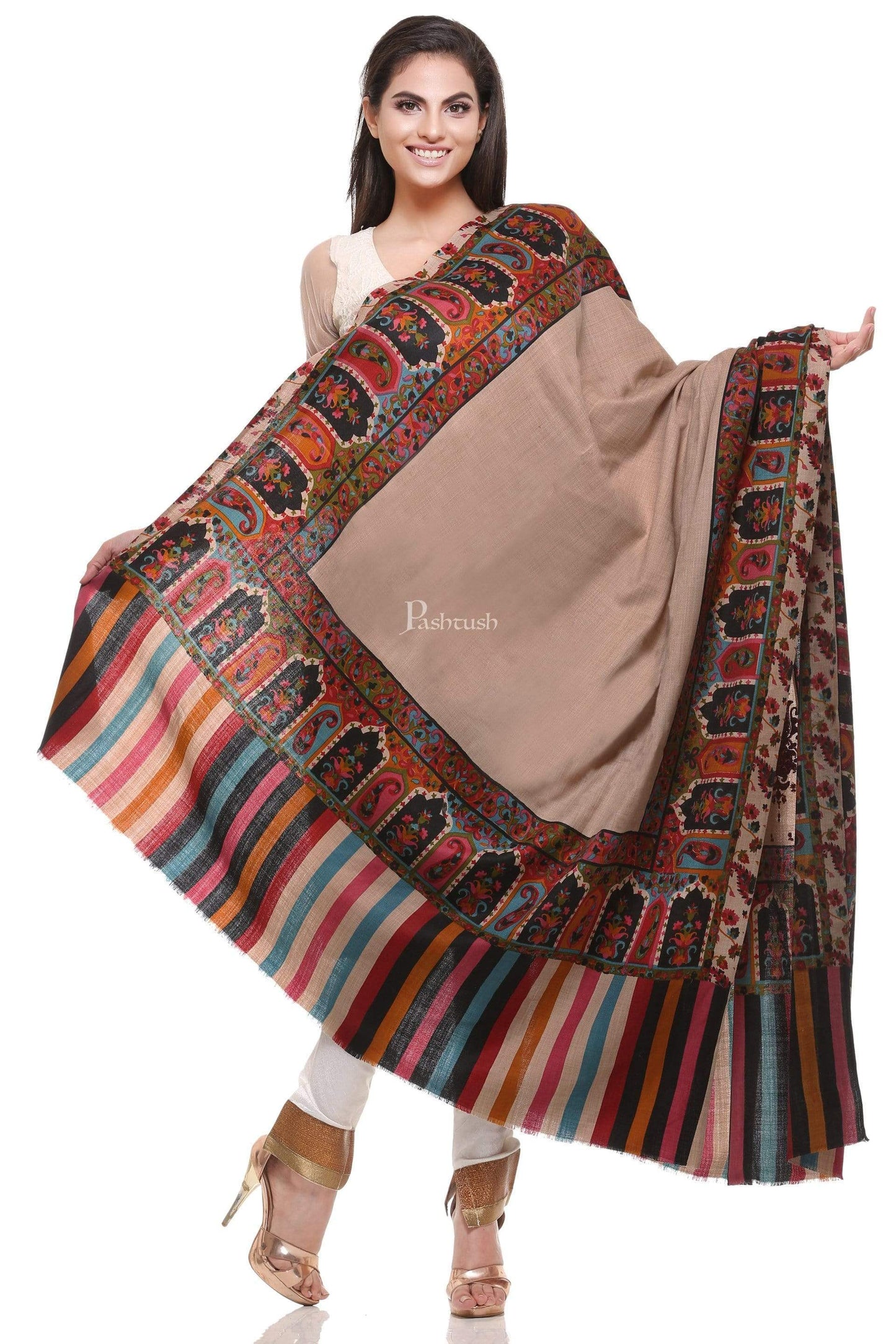 Pashtush India 114x228 Pashtush Womens Kalamkari Print and Pashmina Shawl