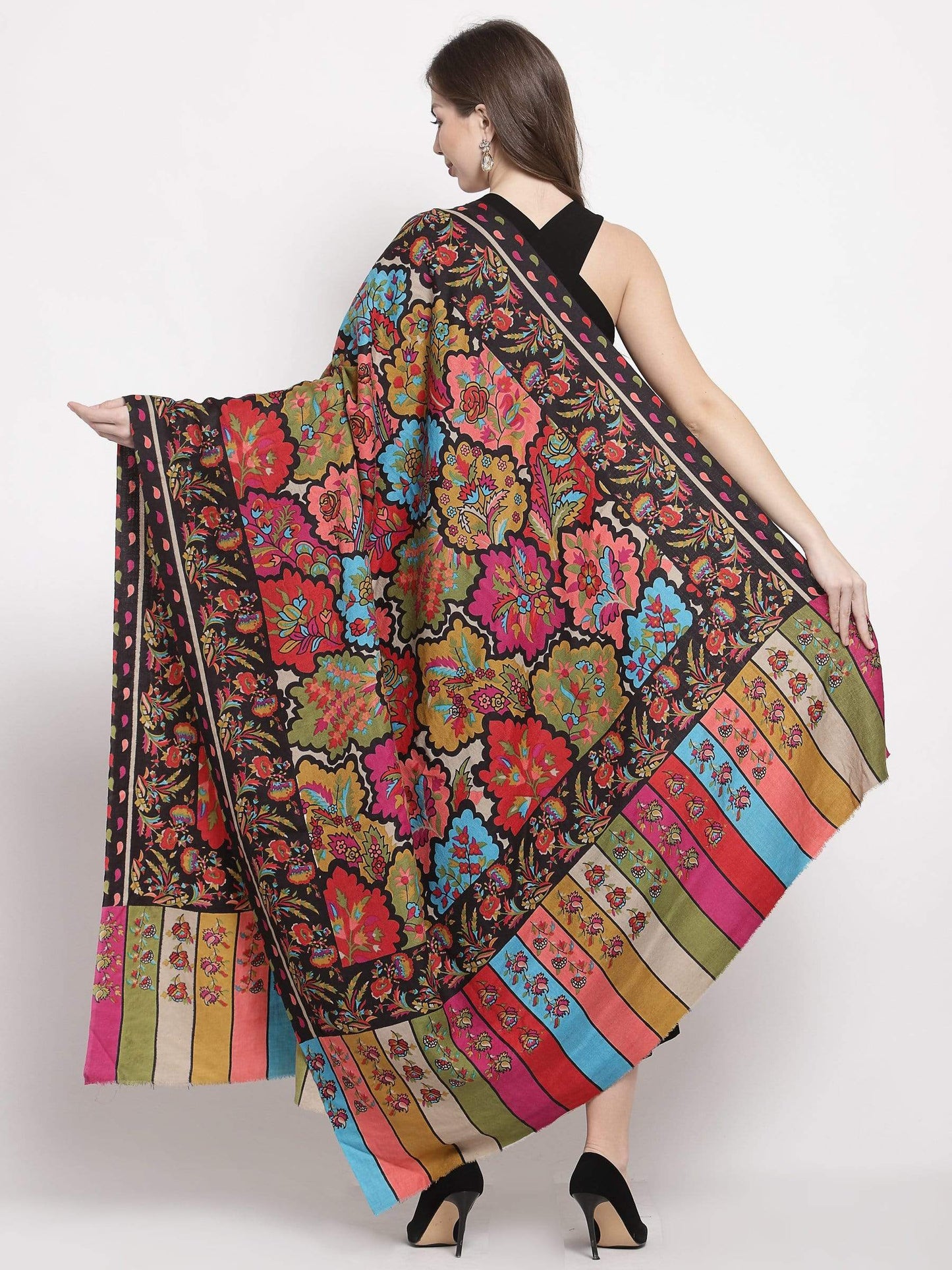 Pashtush India 114x228 Pashtush Womens Kalamkari Printed Shawl, Medium, thick and warm