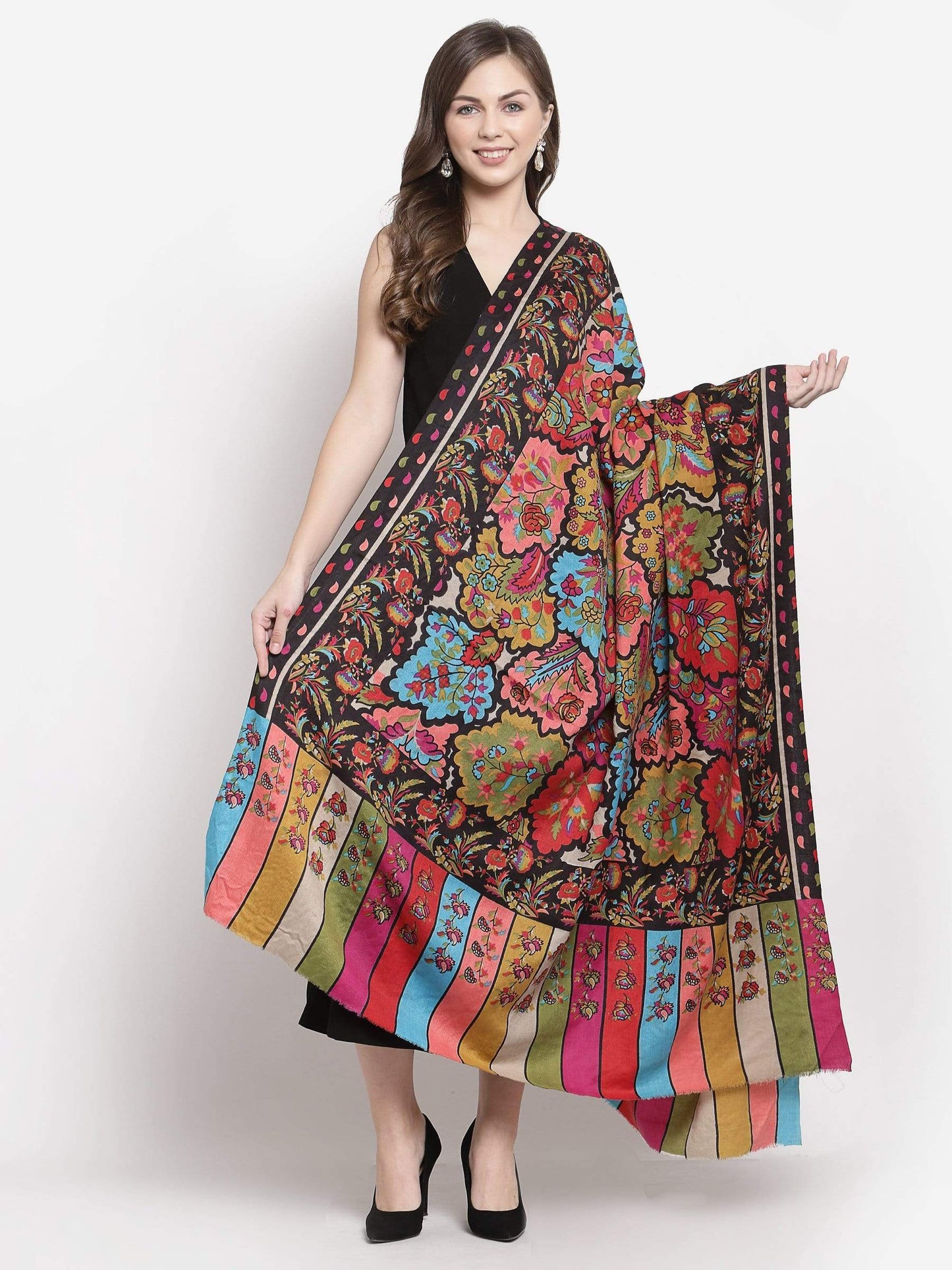 Pashtush India 114x228 Pashtush Womens Kalamkari Printed Shawl, Medium, thick and warm