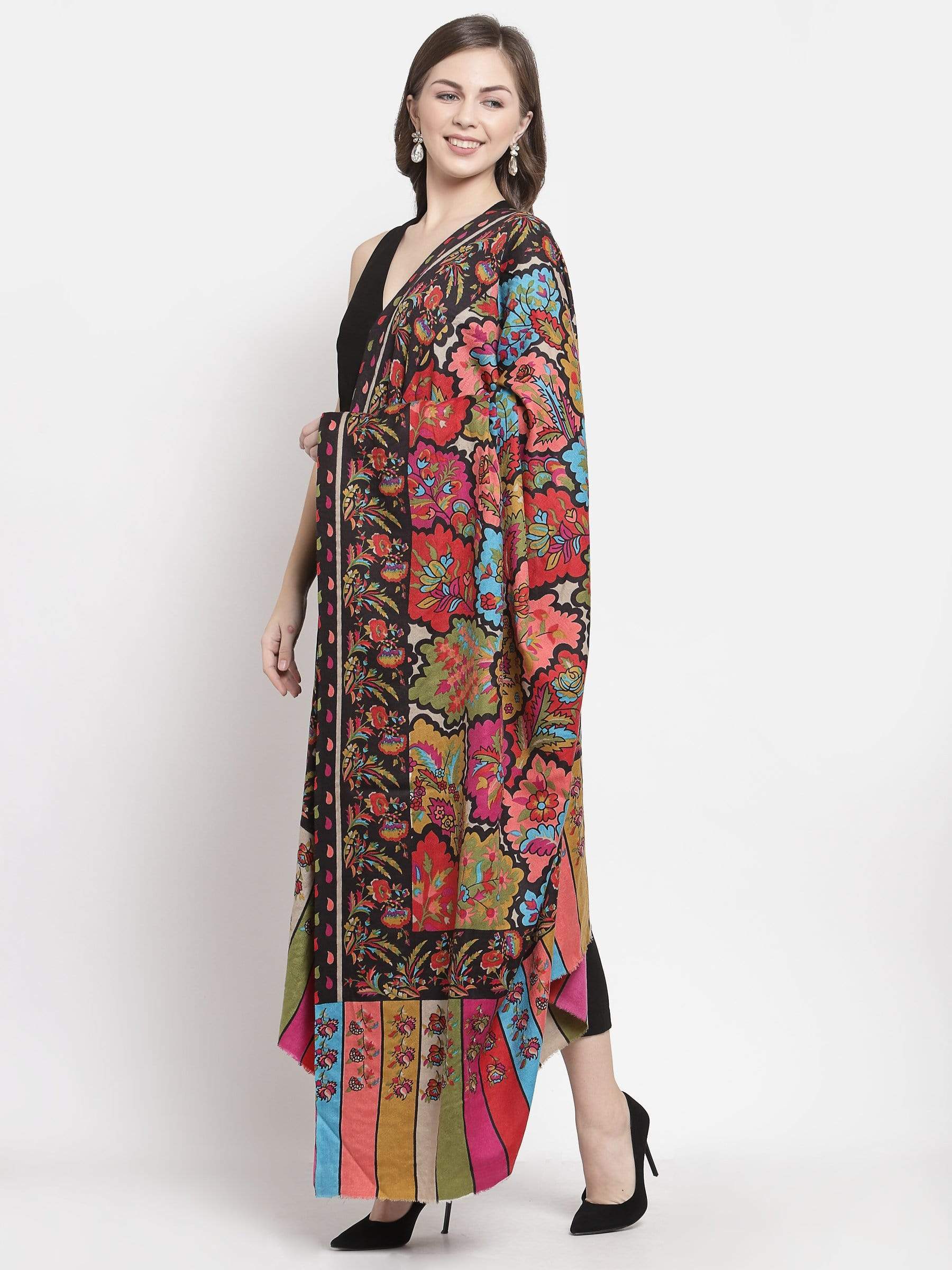 Pashtush India 114x228 Pashtush Womens Kalamkari Printed Shawl, Medium, thick and warm