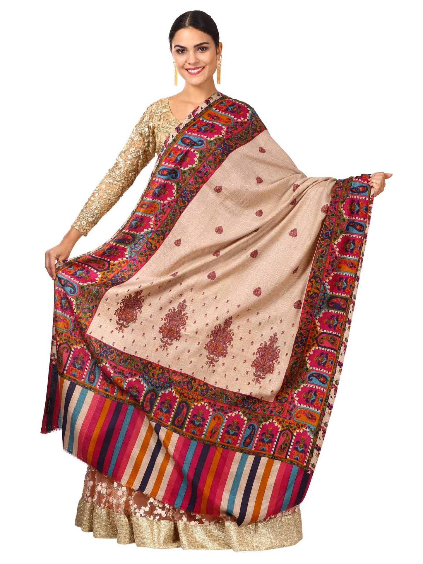 Pashtush Shawl Store Shawl Pashtush womens Kalamkari Shawl, Wedding Collection, Thick and Warm