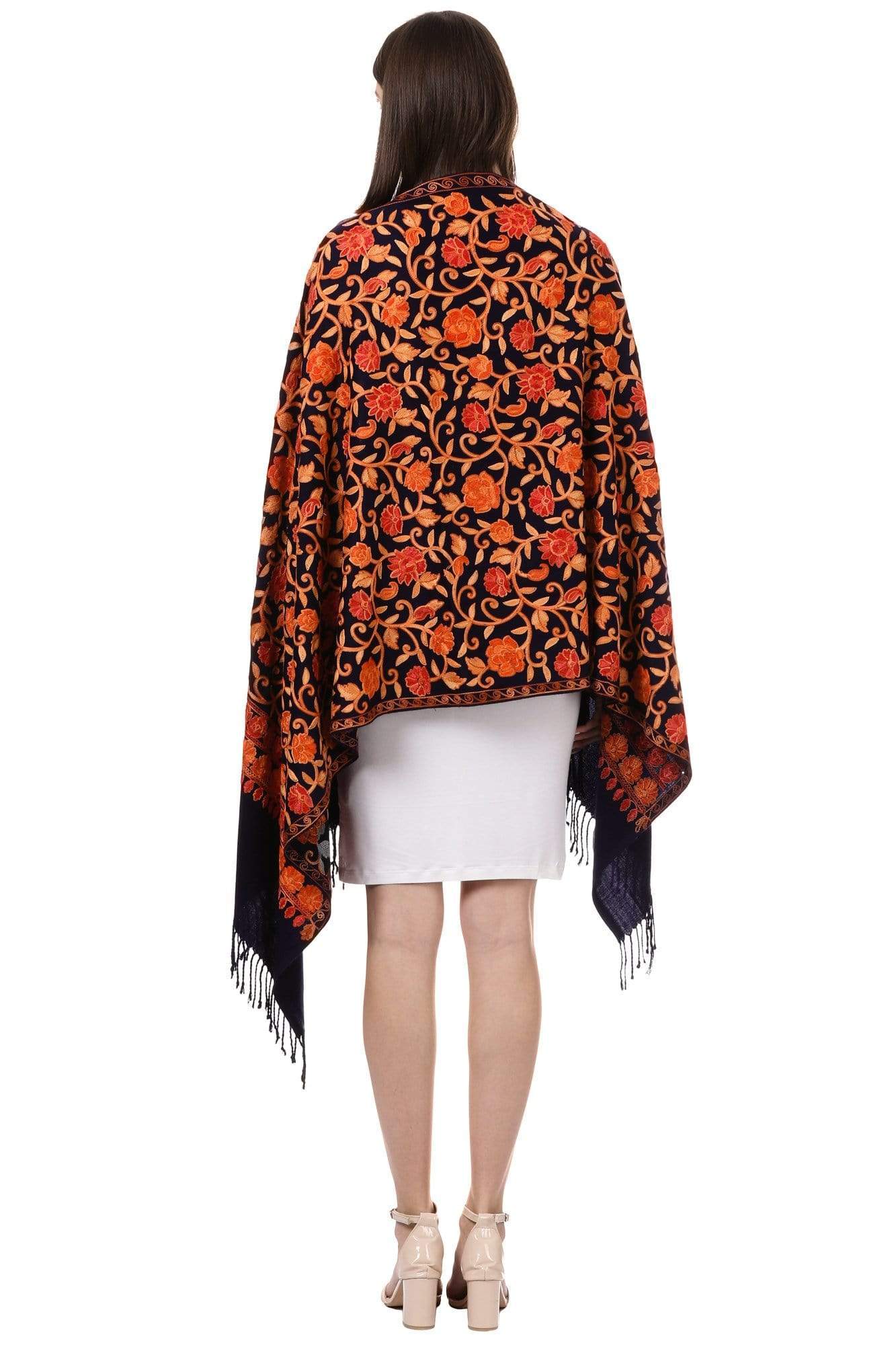 Pashtush India 70x200 Pashtush Womens Kashmiri Aari Embroidery Stole, Thick and Warm