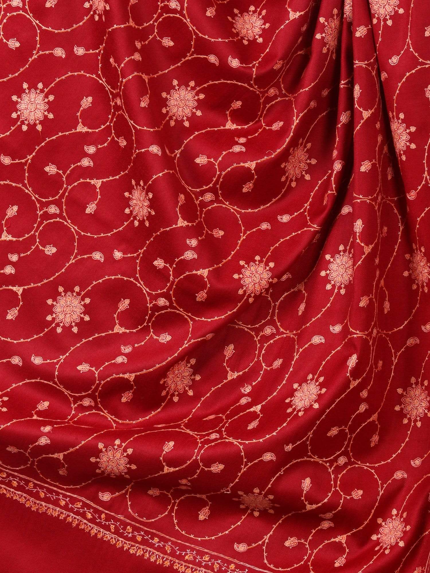 Pashtush India Shawl Pashtush Womens Kashmiri Embroidery Jaal, Fine Wool, Maroon