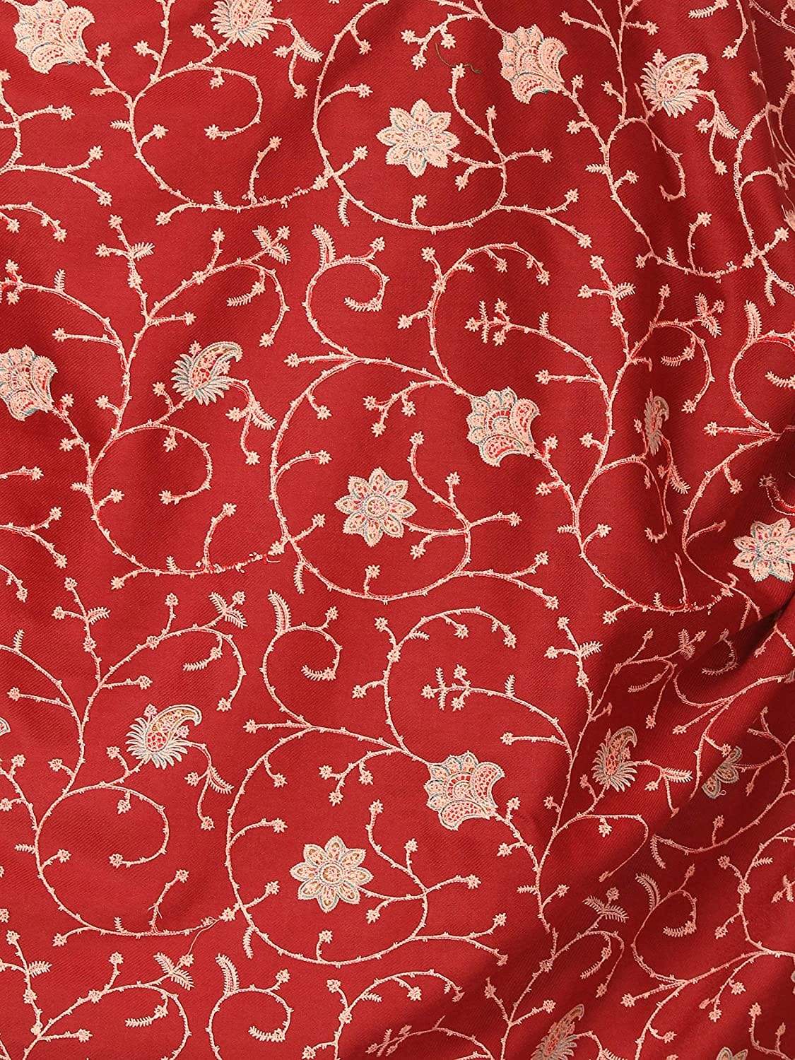 Pashtush India Shawl Pashtush Womens Kashmiri Embroidery Jaal, Fine Wool, Maroon