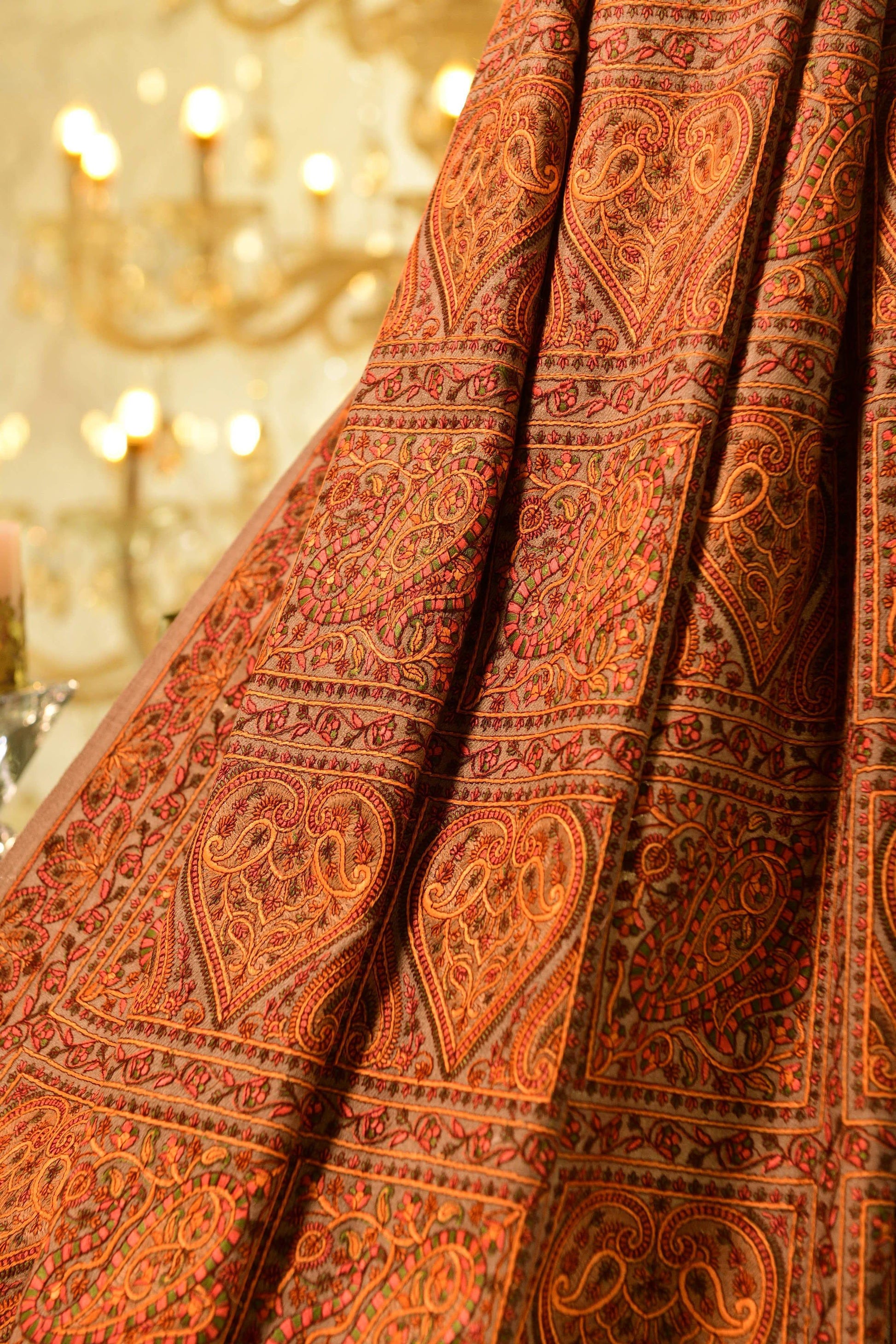 Pashtush India 100x200 Pashtush Womens Kashmiri Embroidery Jaal Jamawar Shawl, Intricate Heritage Collection