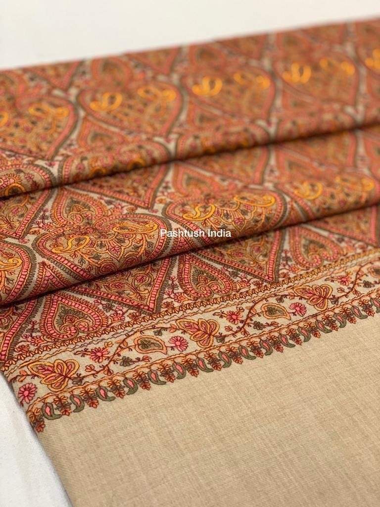 Pashtush India Shawl Pashtush Womens Kashmiri Embroidery Jaal Jamawar Shawl Pashmina handfee
