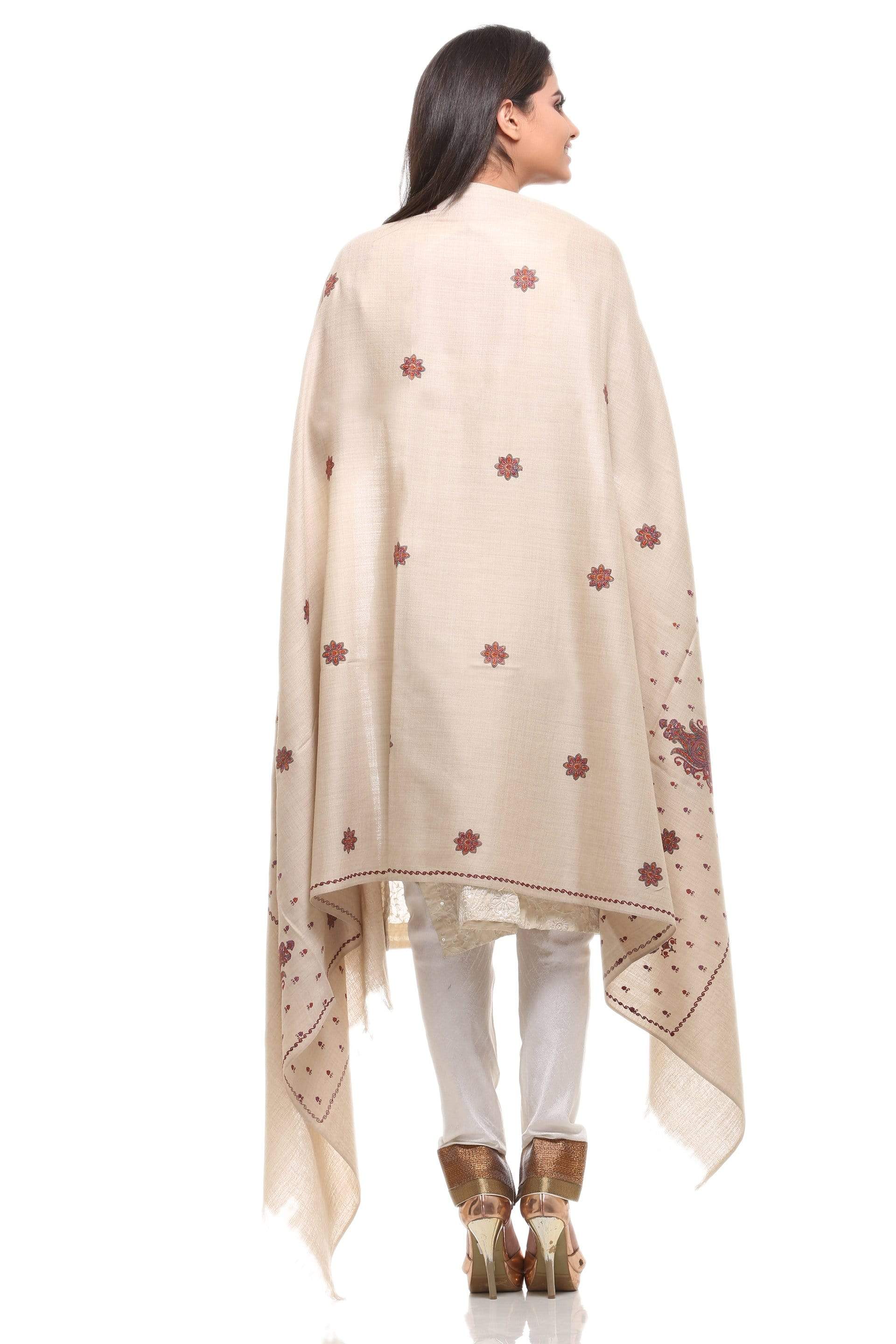 Pashtush India Shawl Pashtush Womens Kashmiri Embroidery Shawl, Beige