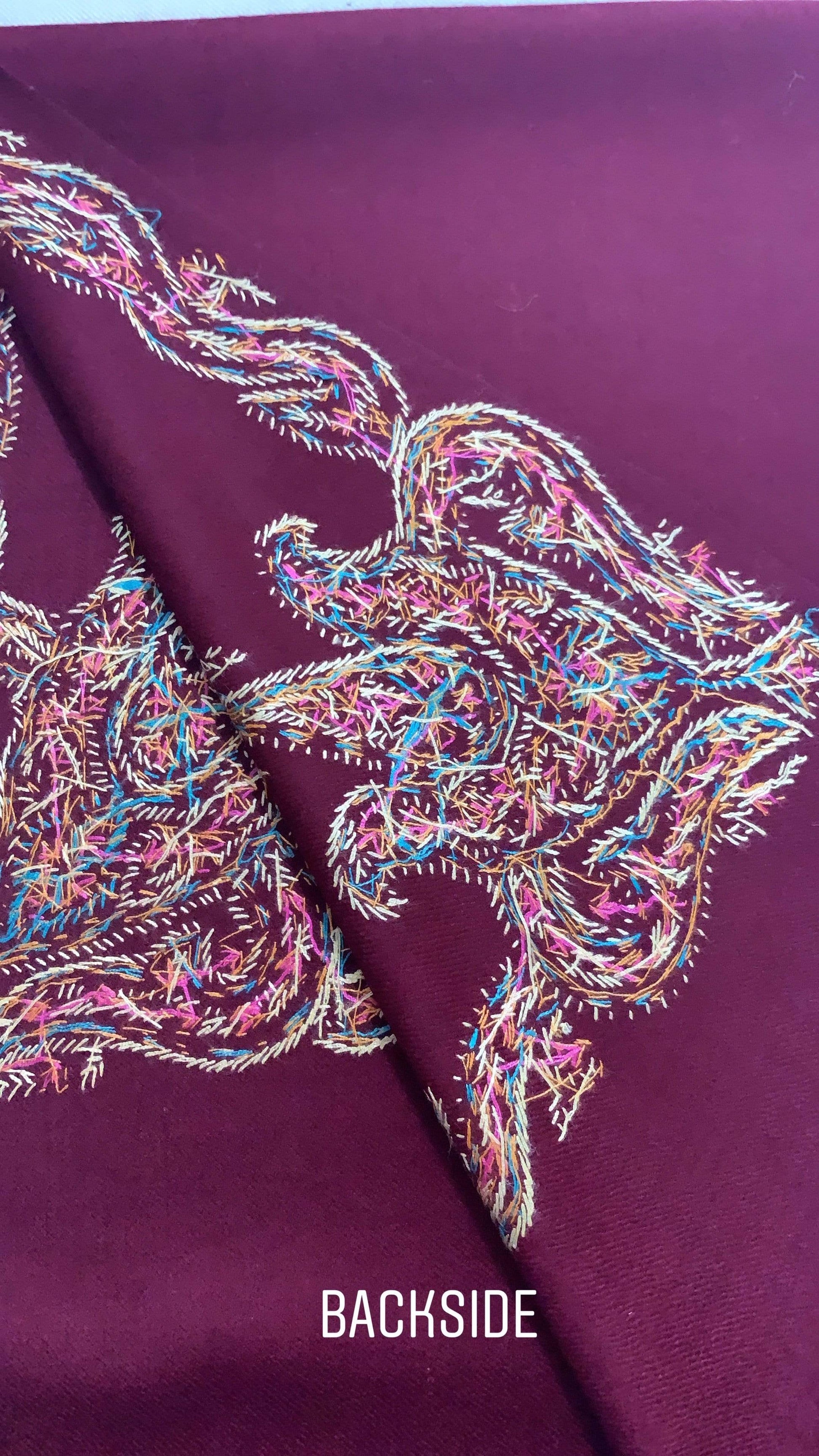 Pashtush India Shawl Pashtush Womens Kashmiri Embroidery Shawl, Border Design, 100% Pure Wool Shawls