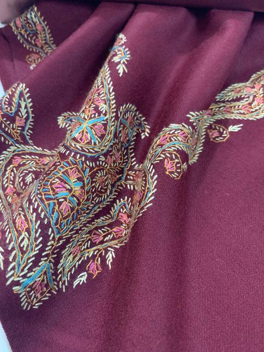 Pashtush India Shawl Pashtush Womens Kashmiri Embroidery Shawl, Border Design, 100% Pure Wool Shawls