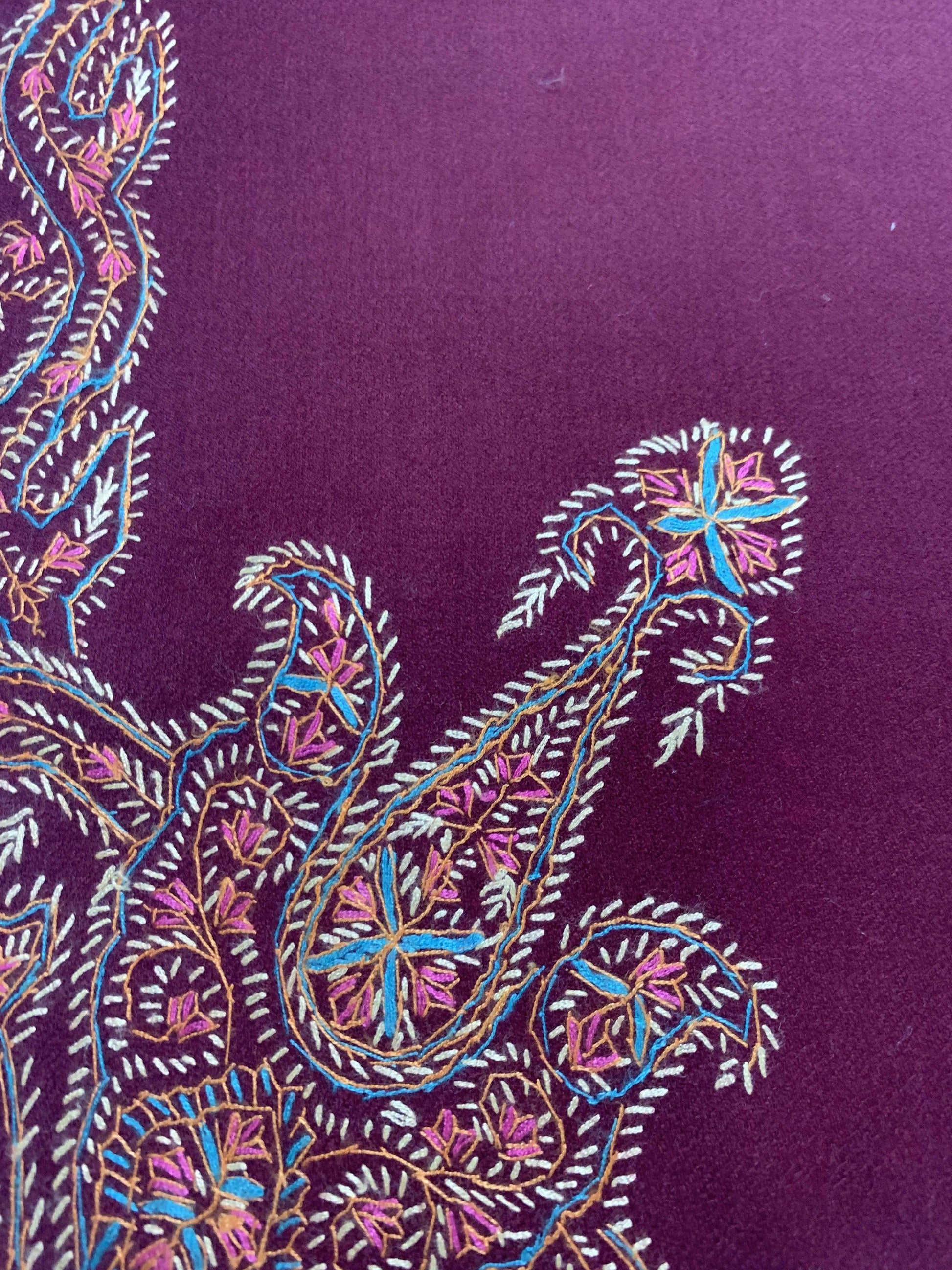 Pashtush India Shawl Pashtush Womens Kashmiri Embroidery Shawl, Border Design, 100% Pure Wool Shawls