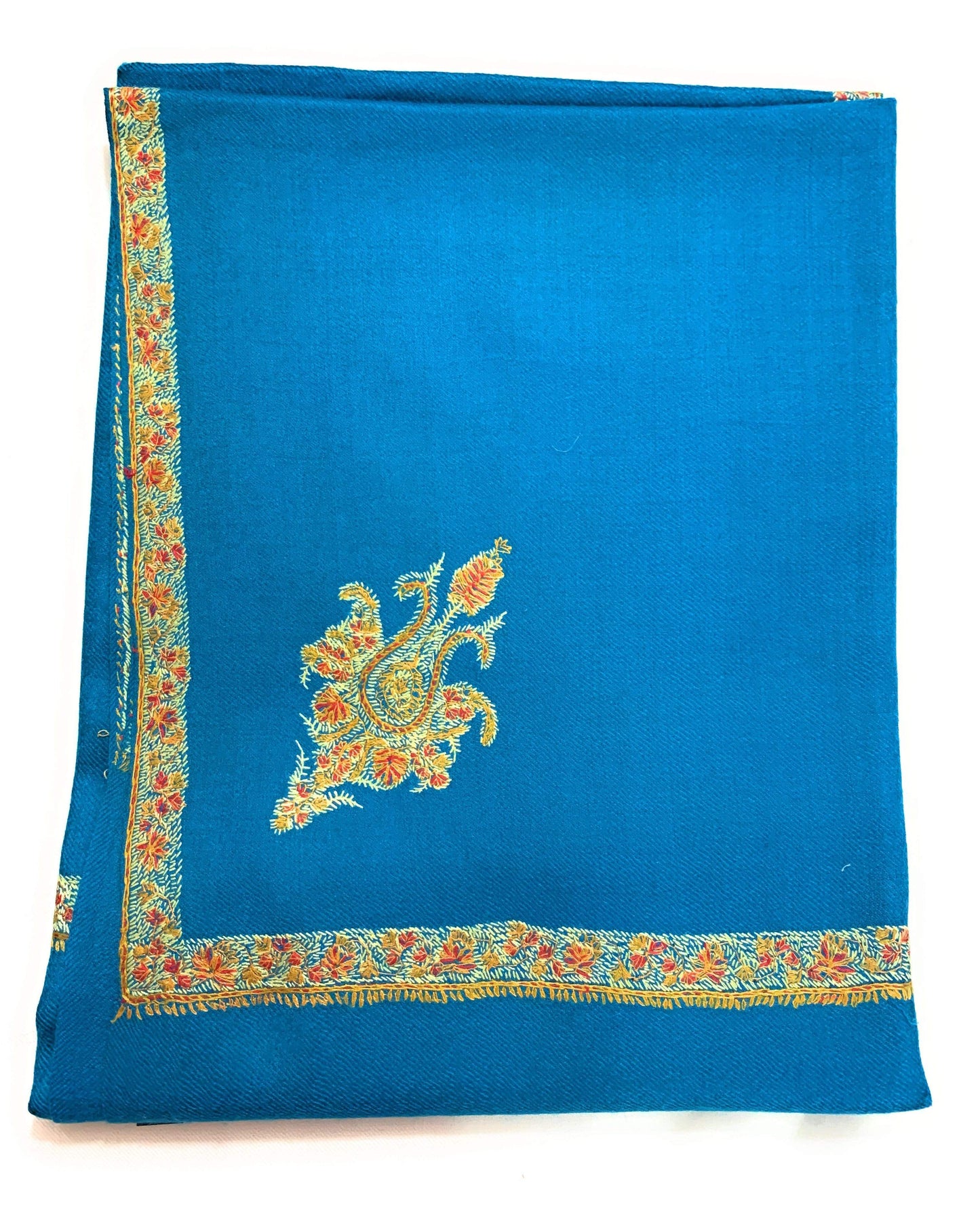 Pashtush India Shawl Pashtush Womens Kashmiri Embroidery Shawl, Border Design, 100% Pure Wool Shawls