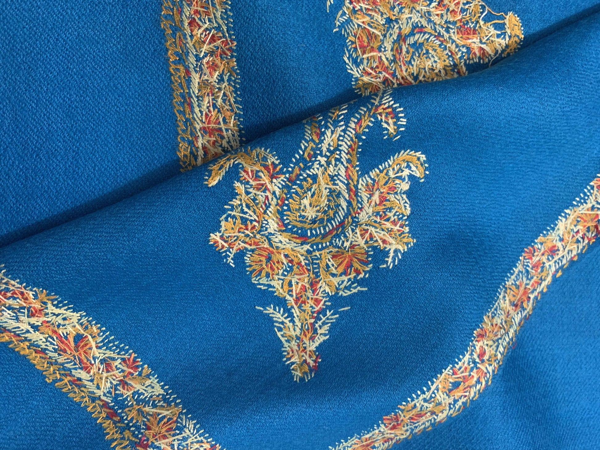 Pashtush India Shawl Pashtush Womens Kashmiri Embroidery Shawl, Border Design, 100% Pure Wool Shawls