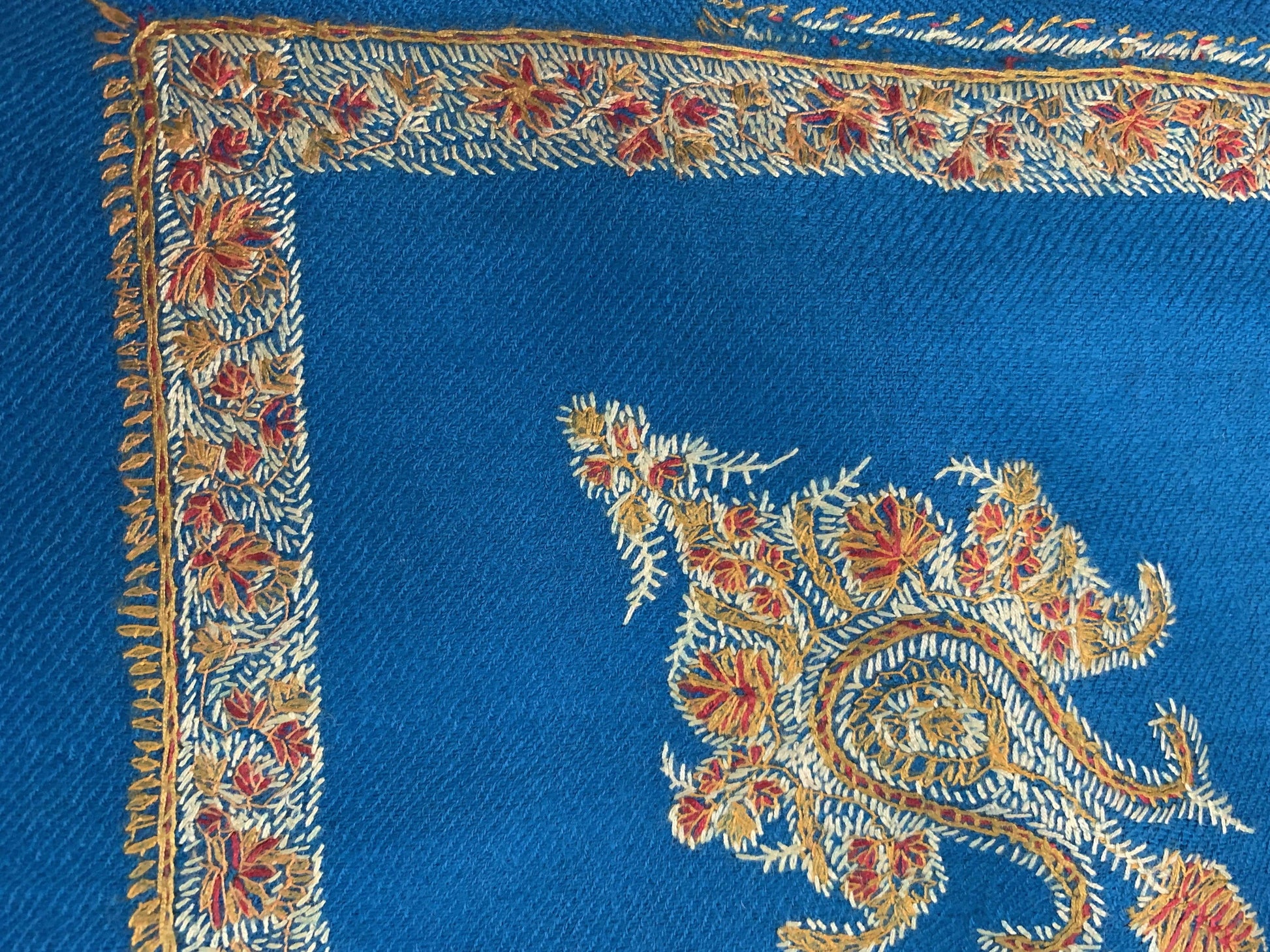 Pashtush India Shawl Pashtush Womens Kashmiri Embroidery Shawl, Border Design, 100% Pure Wool Shawls